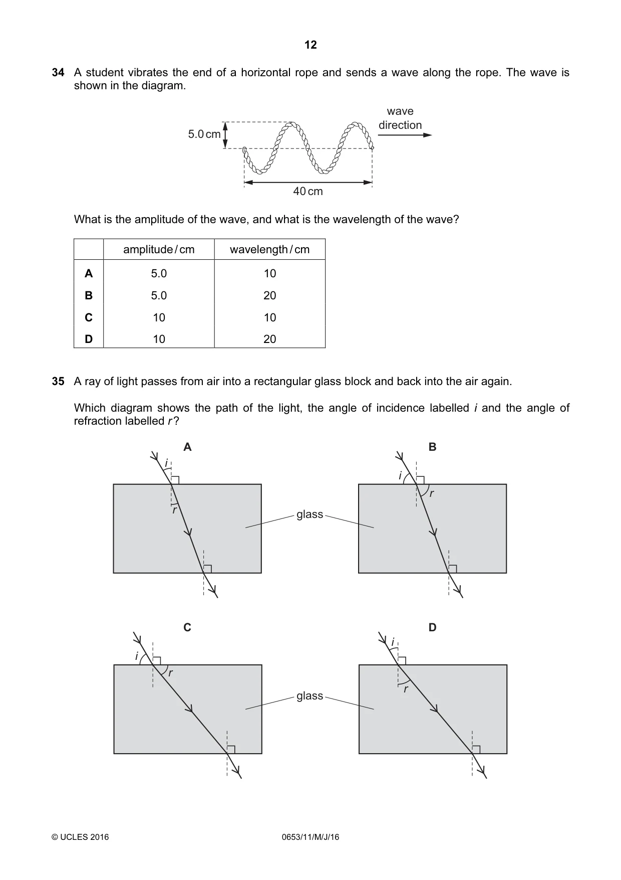 Cambridge IGCSE Science - Combined 0653 2016 May/June Paper 1 · Variant 1 question paper, page 12 of 16