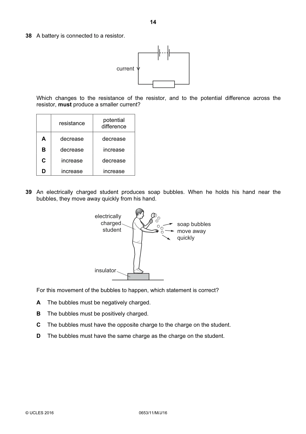 Cambridge IGCSE Science - Combined 0653 2016 May/June Paper 1 · Variant 1 question paper, page 14 of 16