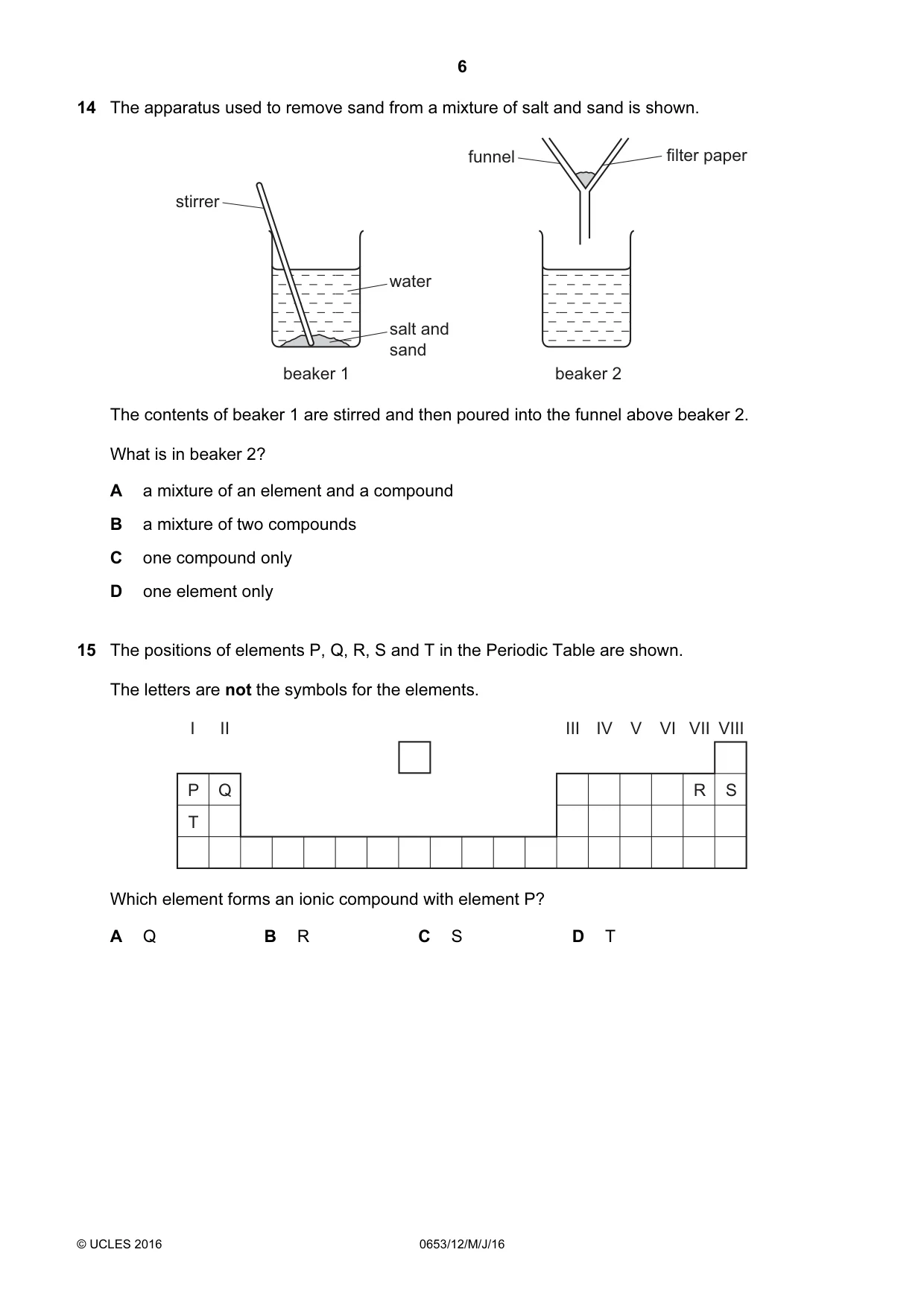 Cambridge IGCSE Science - Combined 0653 2016 May/June Paper 1 · Variant 2 question paper, page 6 of 16