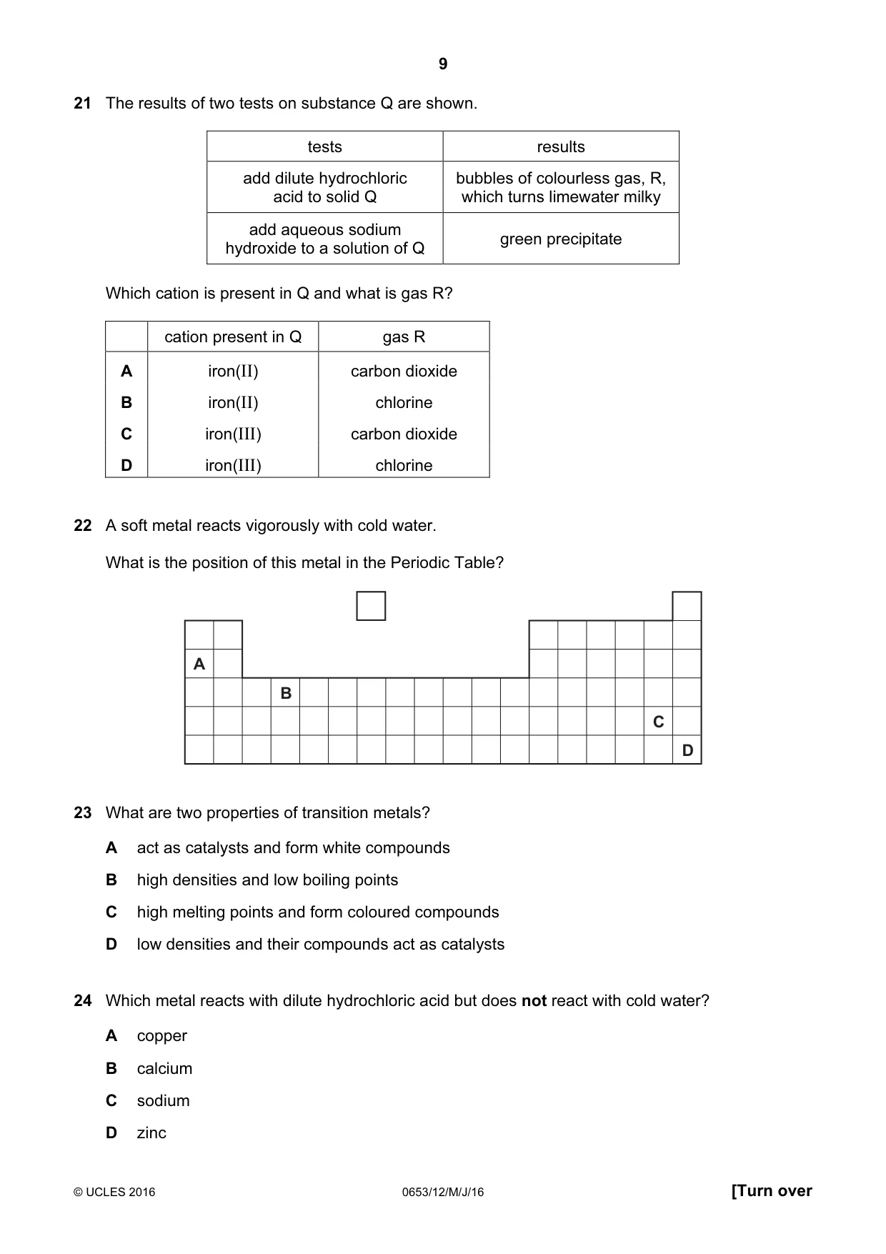 Cambridge IGCSE Science - Combined 0653 2016 May/June Paper 1 · Variant 2 question paper, page 9 of 16