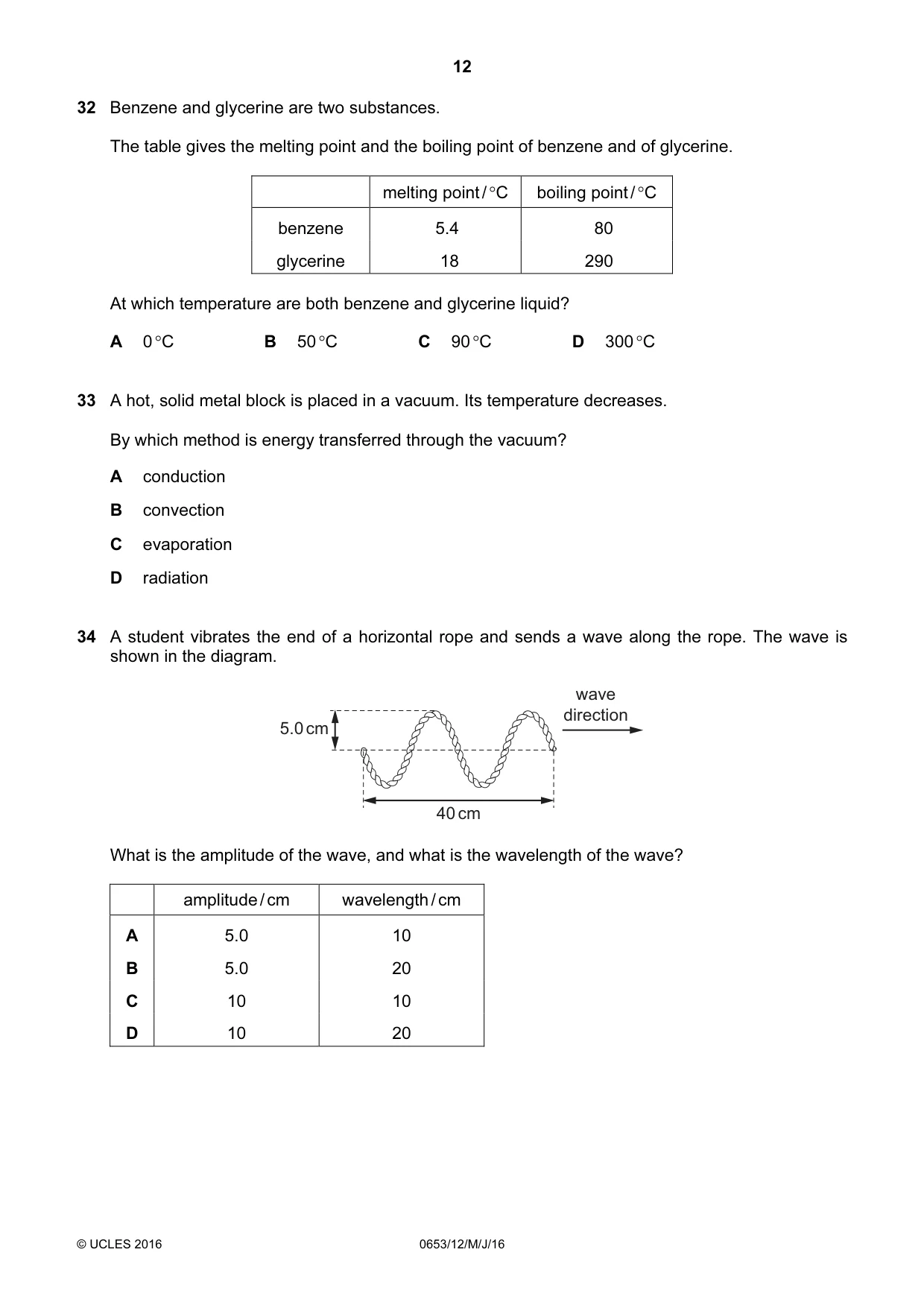 Cambridge IGCSE Science - Combined 0653 2016 May/June Paper 1 · Variant 2 question paper, page 12 of 16