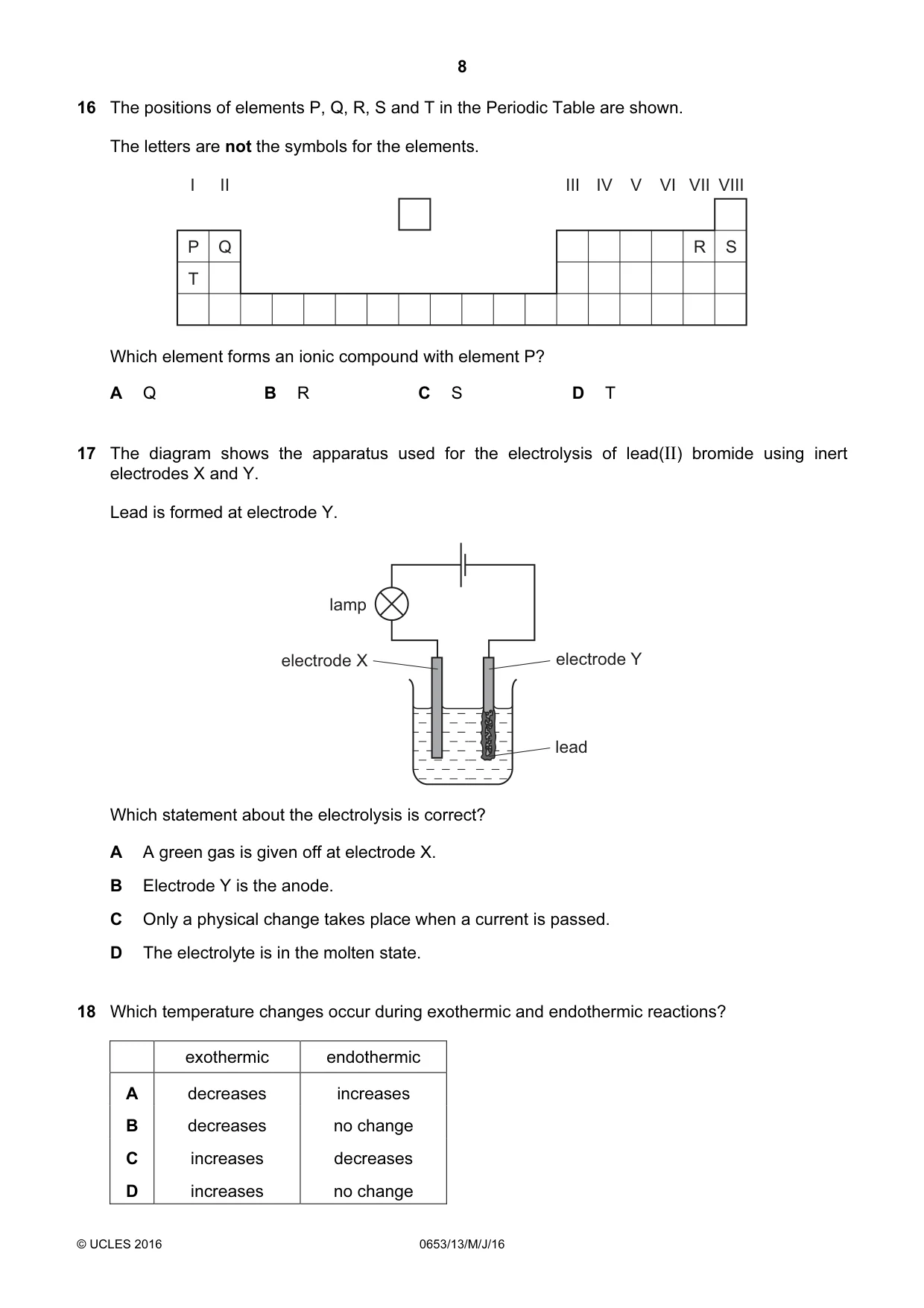 Cambridge IGCSE Science - Combined 0653 2016 May/June Paper 1 · Variant 3 question paper, page 8 of 16