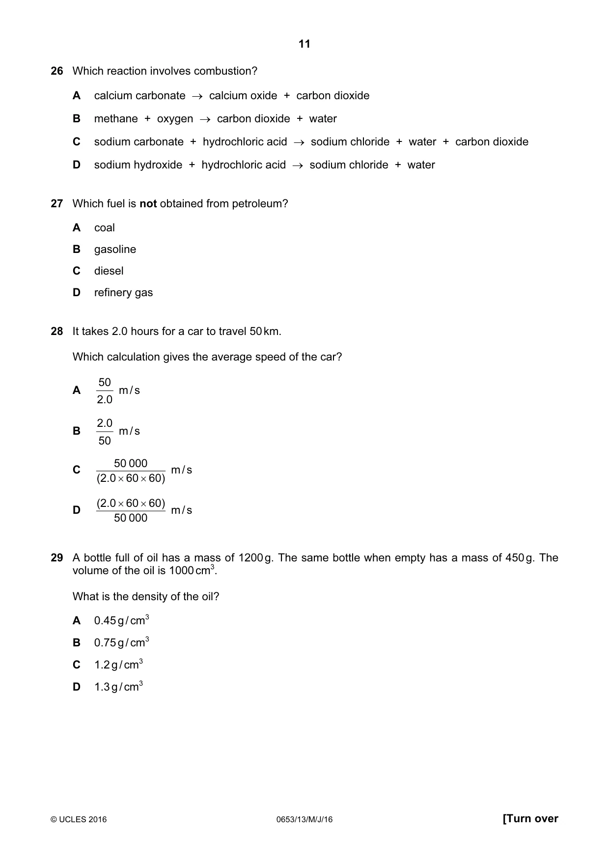 Cambridge IGCSE Science - Combined 0653 2016 May/June Paper 1 · Variant 3 question paper, page 11 of 16