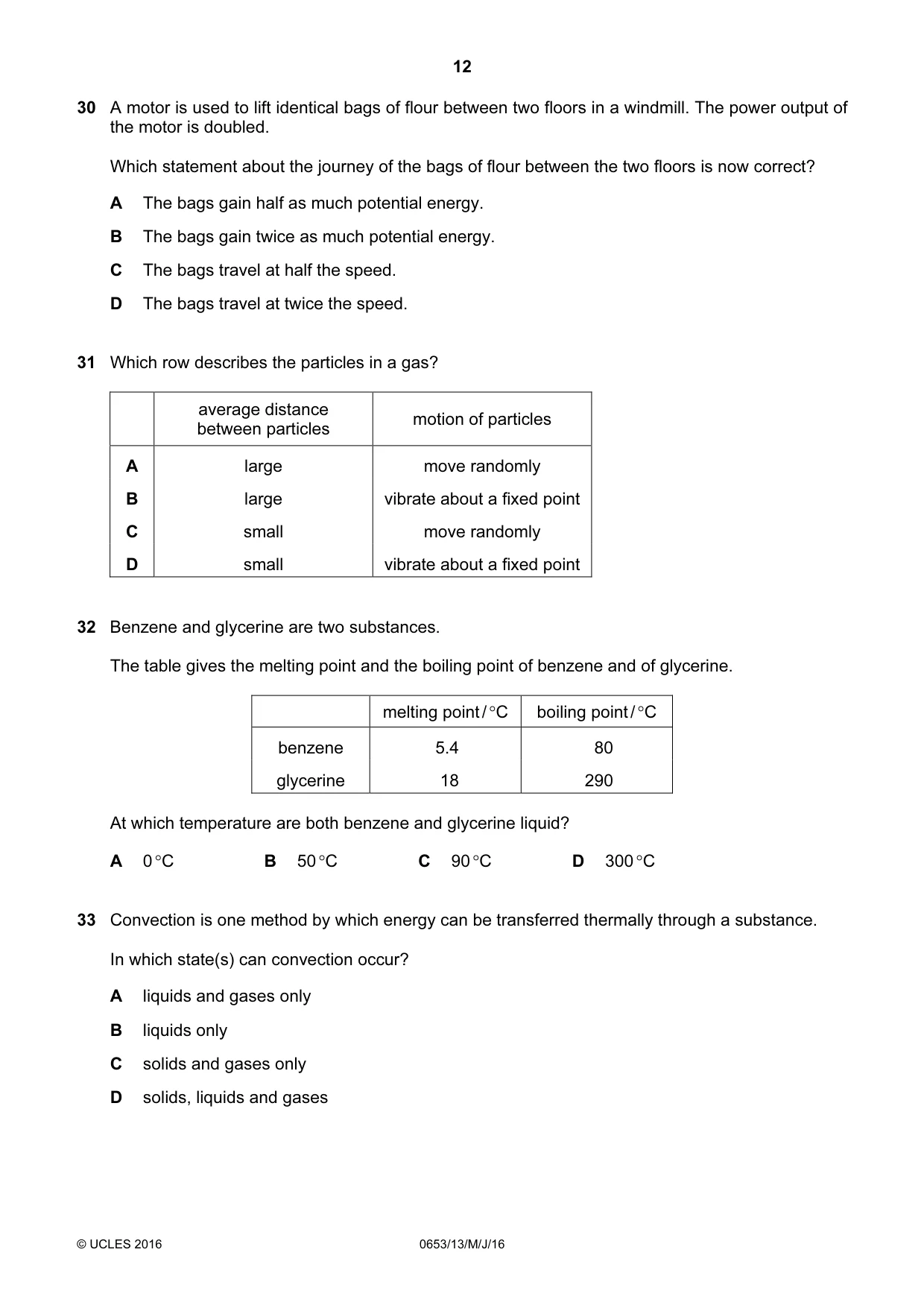 Cambridge IGCSE Science - Combined 0653 2016 May/June Paper 1 · Variant 3 question paper, page 12 of 16