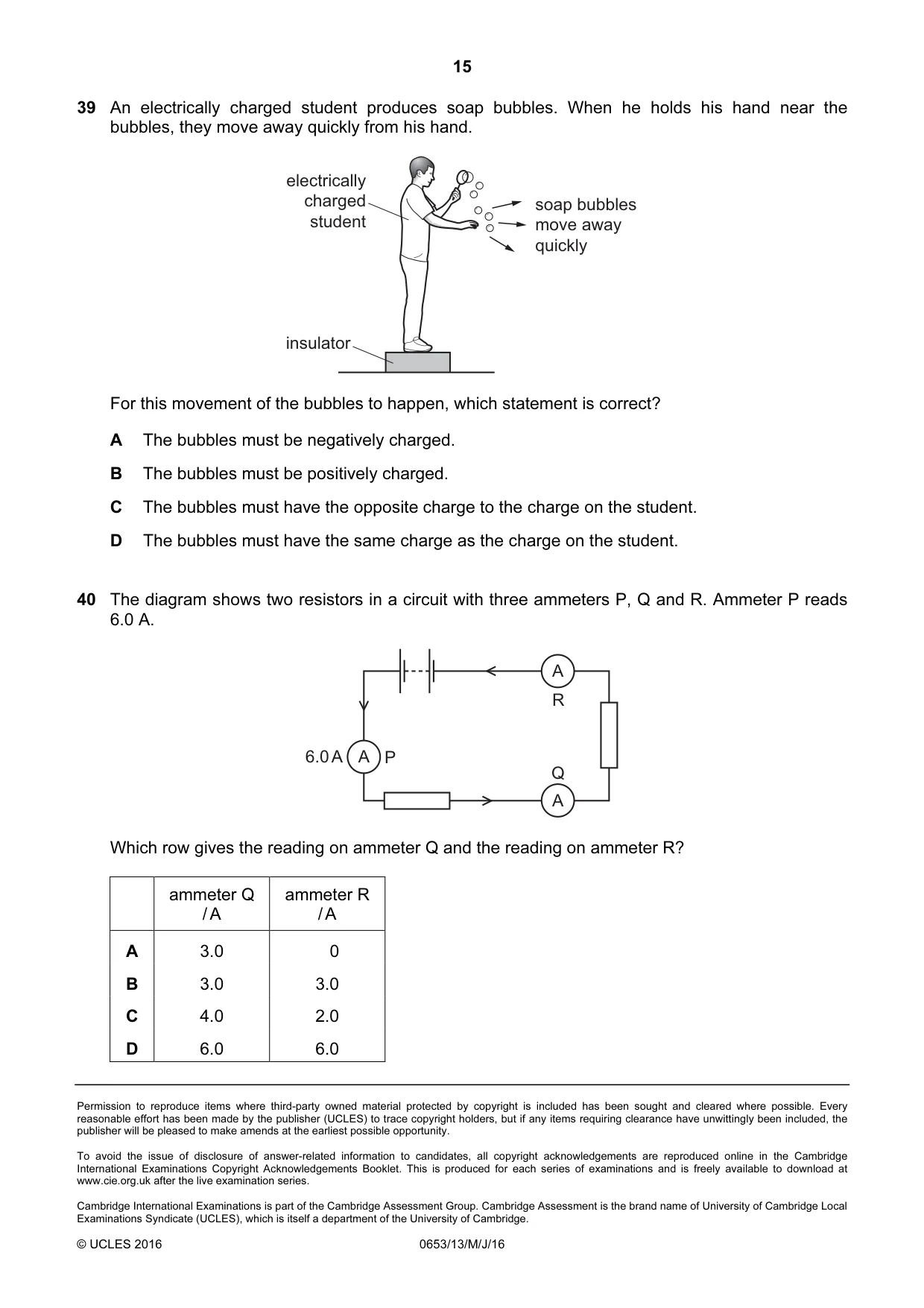 Cambridge IGCSE Science - Combined 0653 2016 May/June Paper 1 · Variant 3 question paper, page 15 of 16