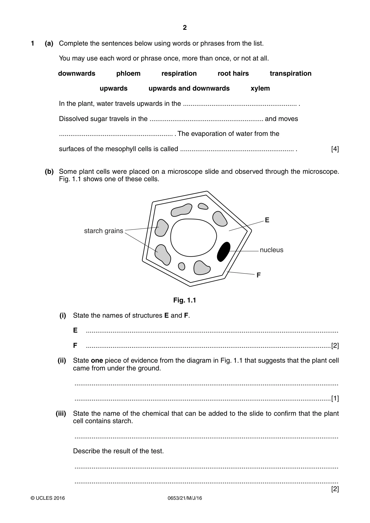 Cambridge IGCSE Science - Combined 0653 2016 May/June Paper 2 · Variant 1 question paper, page 2 of 20