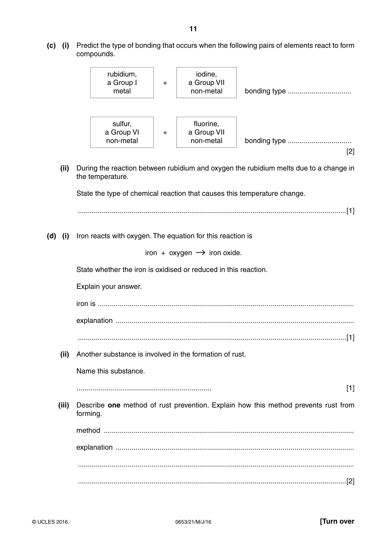 Cambridge IGCSE Science - Combined 0653 2016 May/June Paper 2 · Variant 1 question paper, page 11 of 20