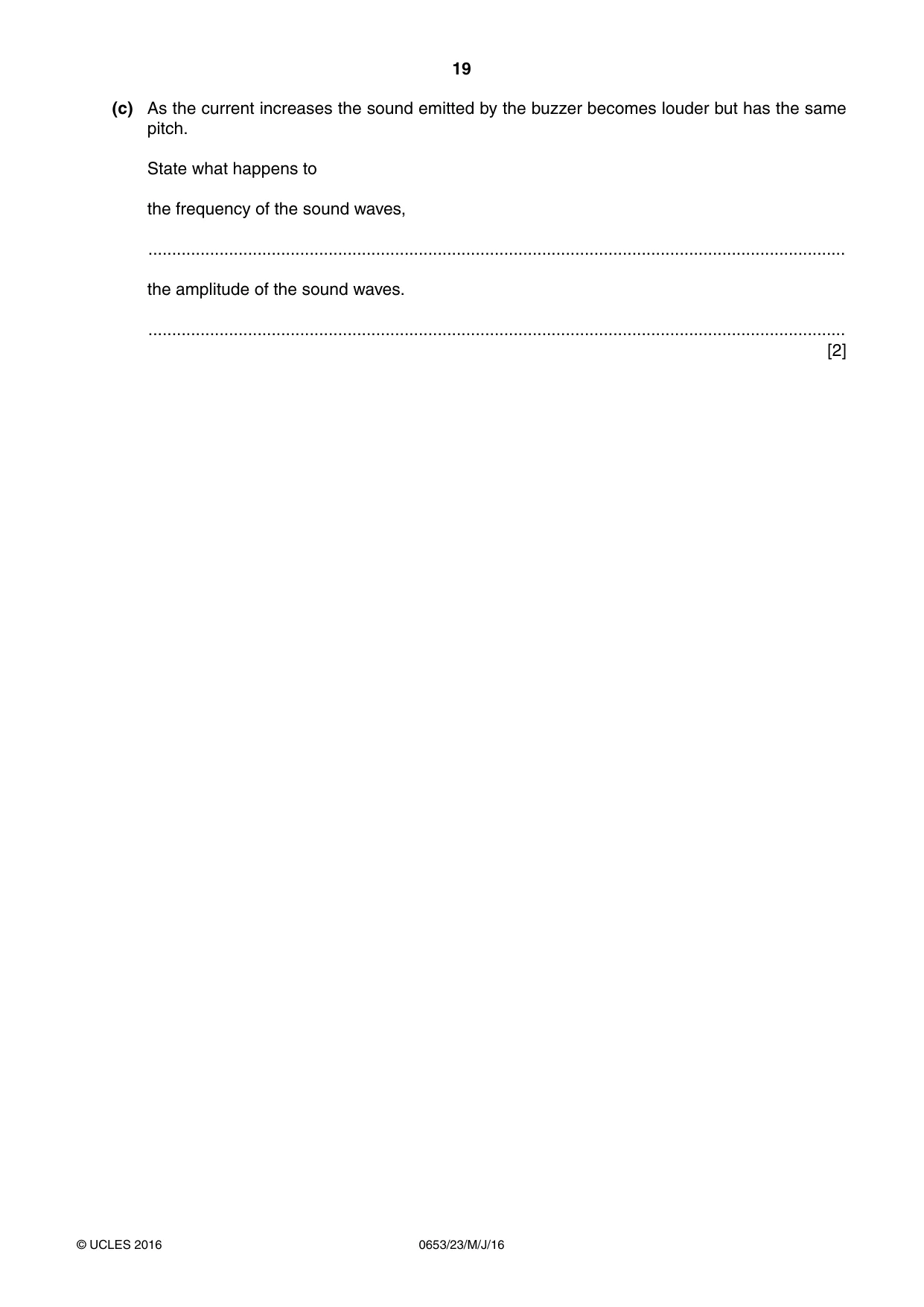 Cambridge IGCSE Science - Combined 0653 2016 May/June Paper 2 · Variant 3 question paper, page 19 of 20