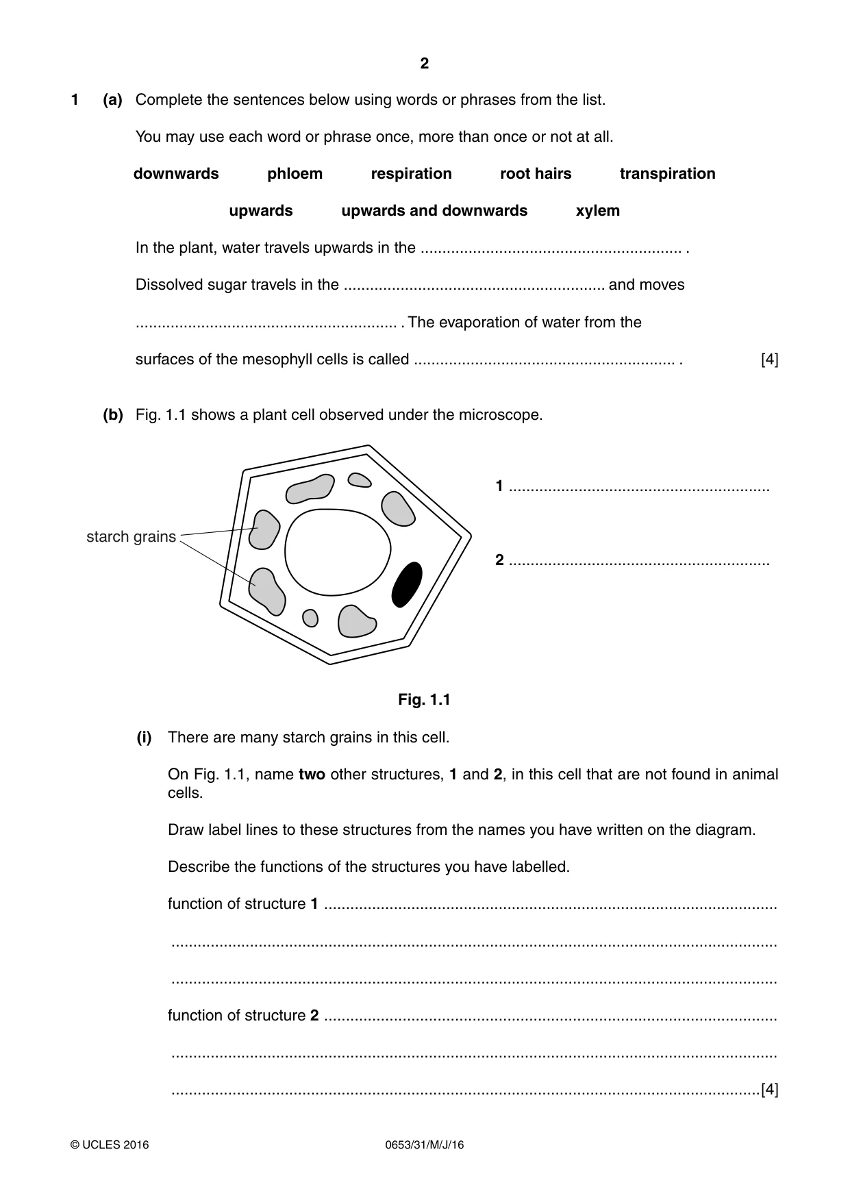 Cambridge IGCSE Science - Combined 0653 2016 May/June Paper 3 · Variant 1 question paper, page 2 of 20