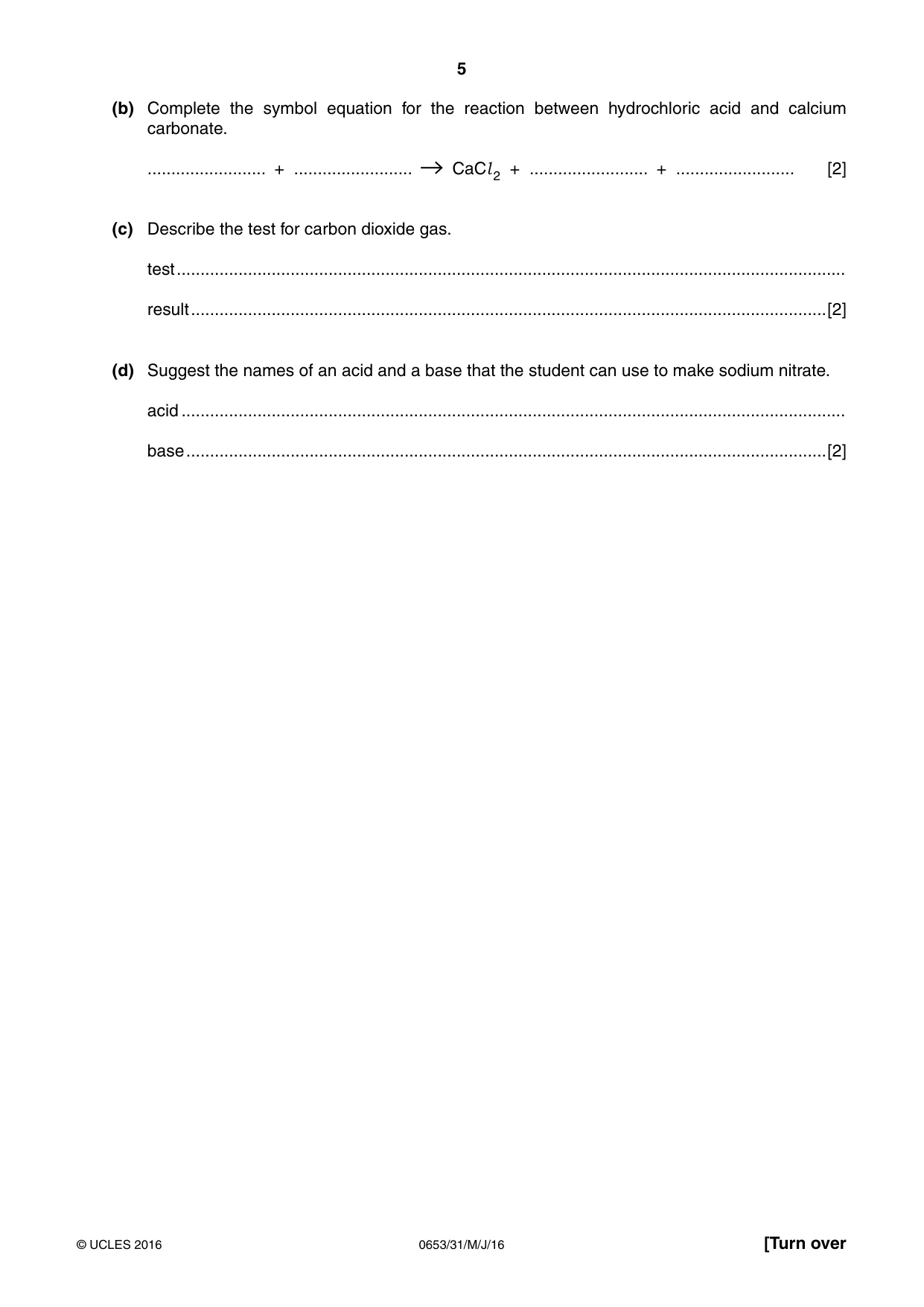 Cambridge IGCSE Science - Combined 0653 2016 May/June Paper 3 · Variant 1 question paper, page 5 of 20