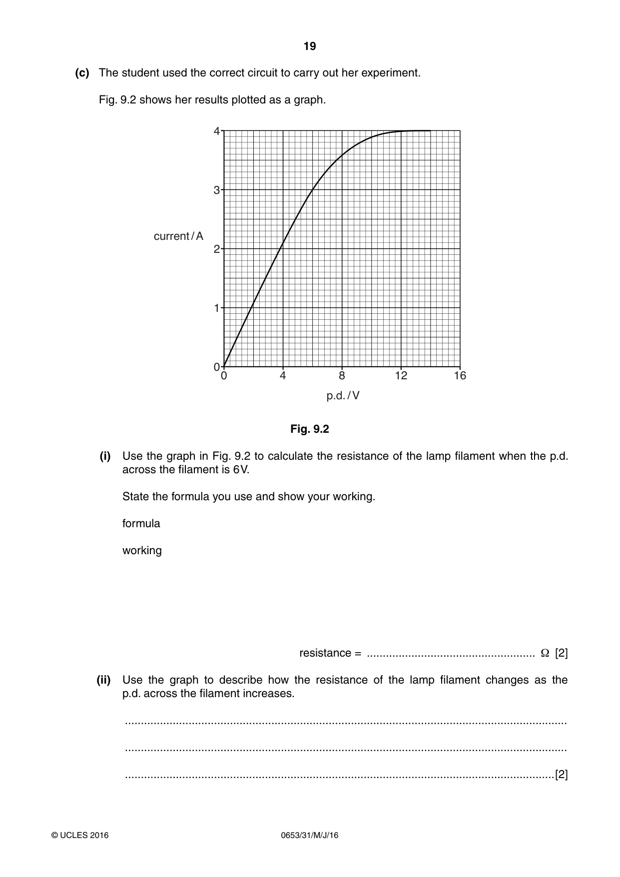 Cambridge IGCSE Science - Combined 0653 2016 May/June Paper 3 · Variant 1 question paper, page 19 of 20