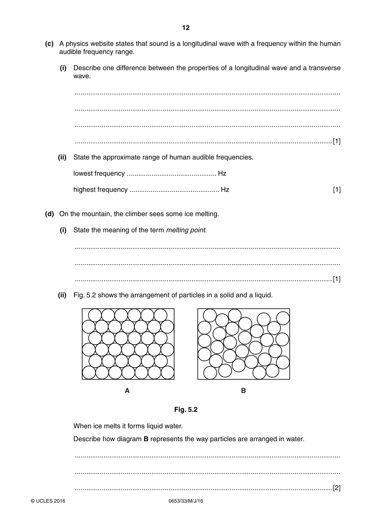 Cambridge IGCSE Science - Combined 0653 2016 May/June Paper 3 · Variant 3 question paper, page 12 of 20