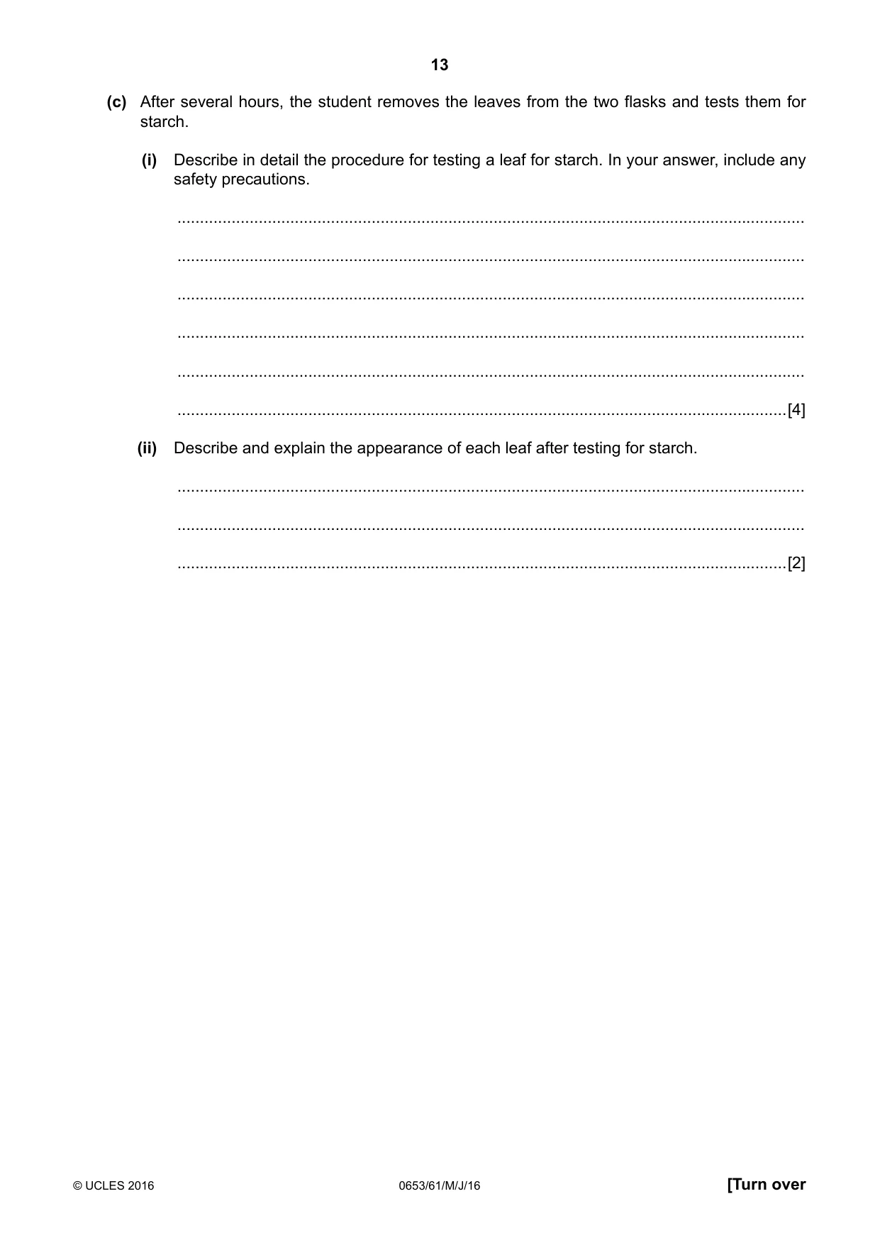Cambridge IGCSE Science - Combined 0653 2016 May/June Paper 6 · Variant 1 question paper, page 13 of 20