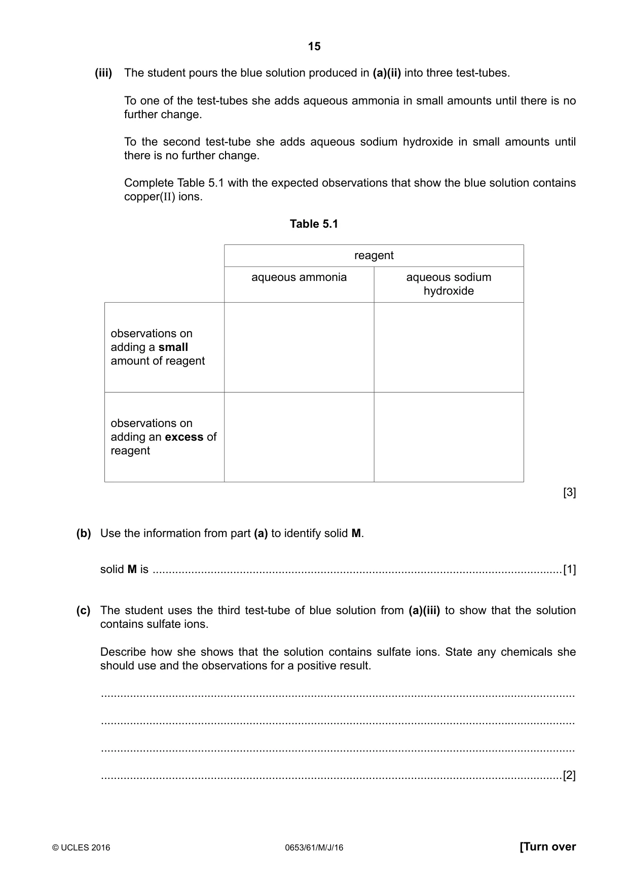 Cambridge IGCSE Science - Combined 0653 2016 May/June Paper 6 · Variant 1 question paper, page 15 of 20