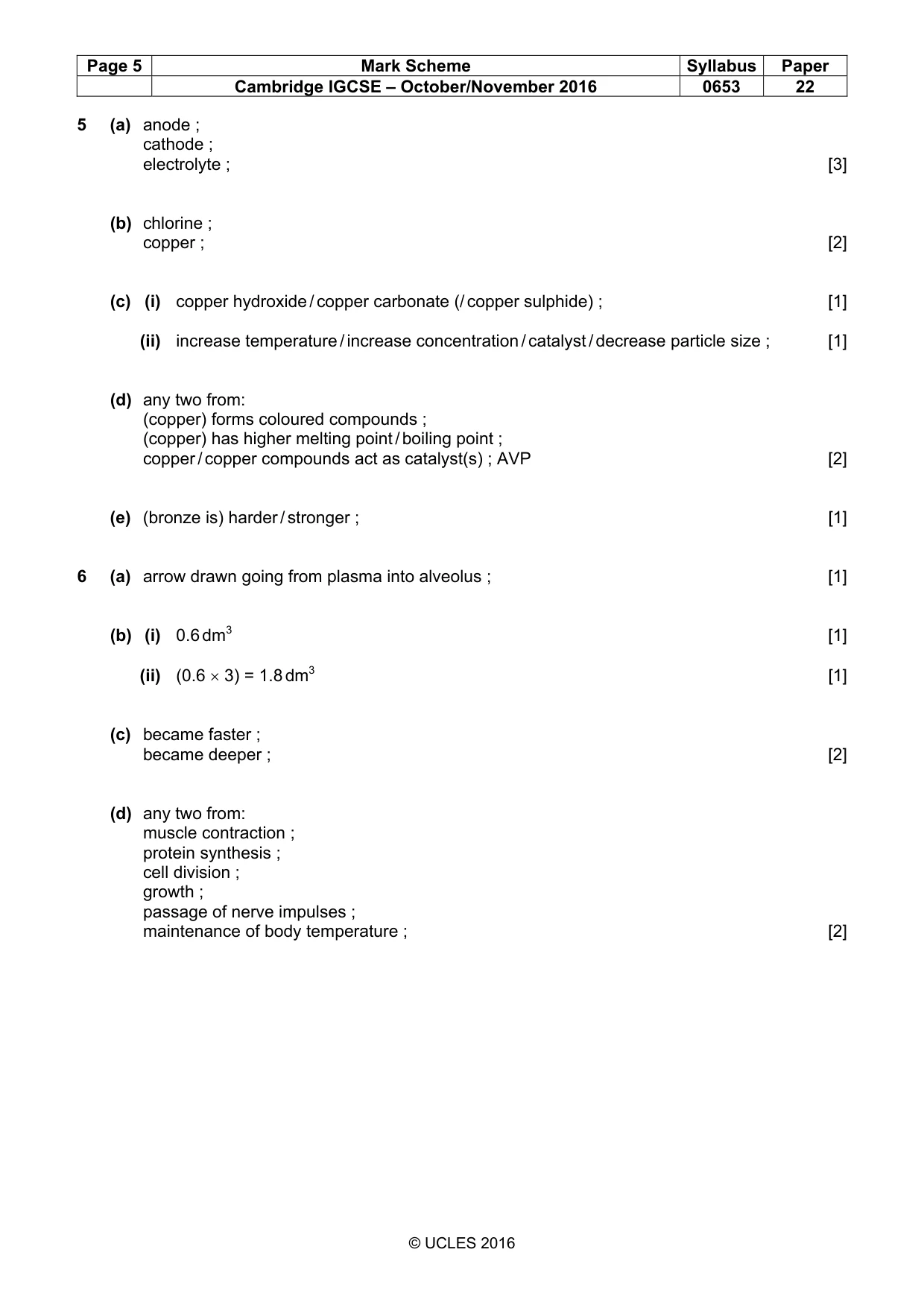 Mark scheme, page 5 of 7