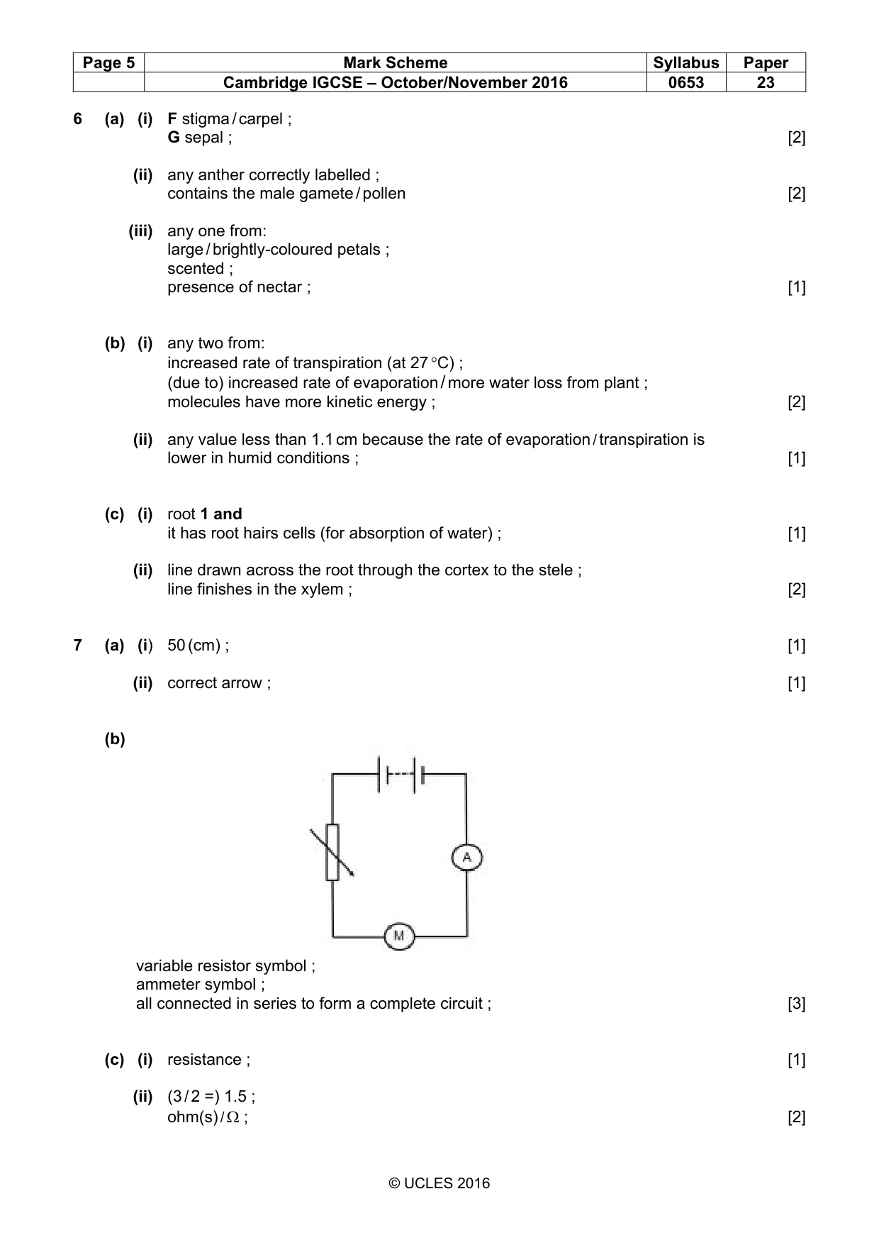 Mark scheme, page 5 of 6