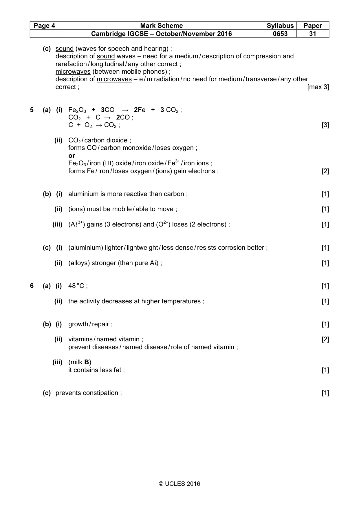 Mark scheme, page 4 of 5