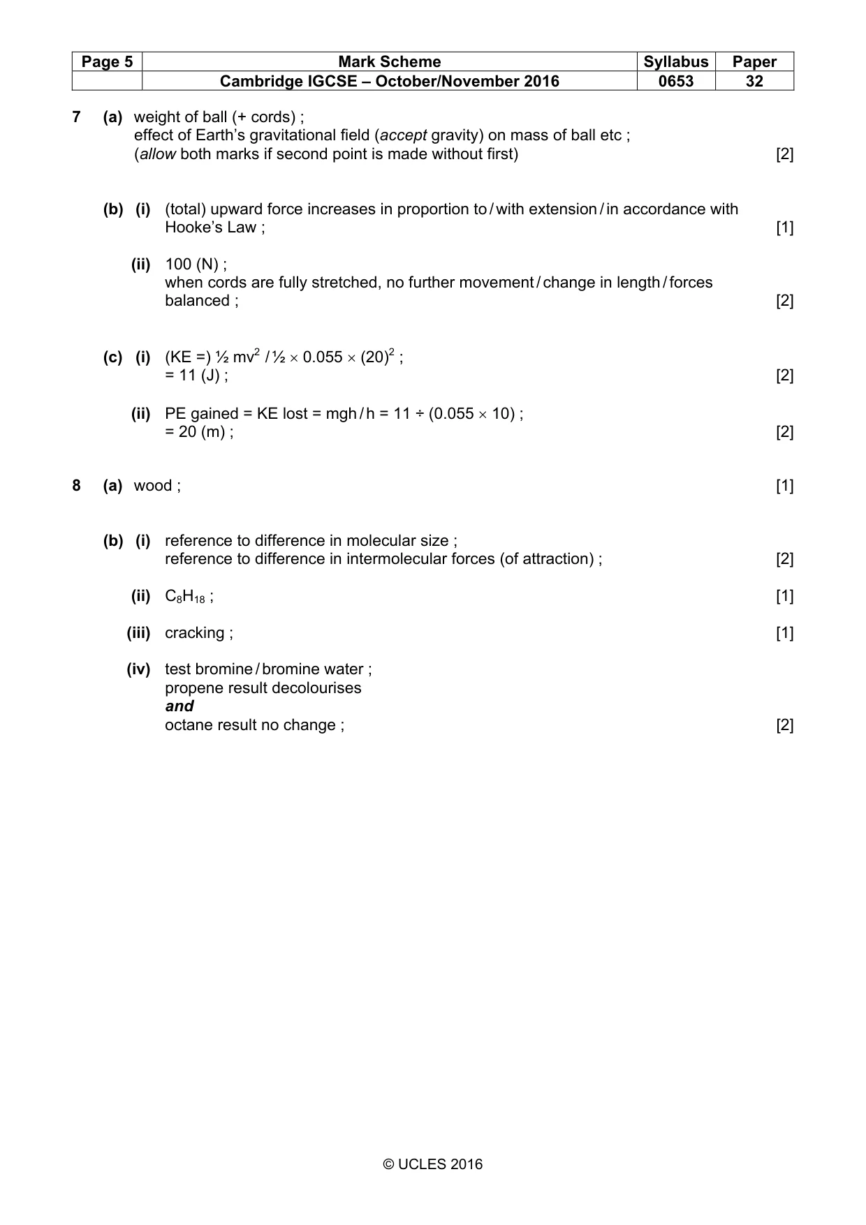 Mark scheme, page 5 of 6