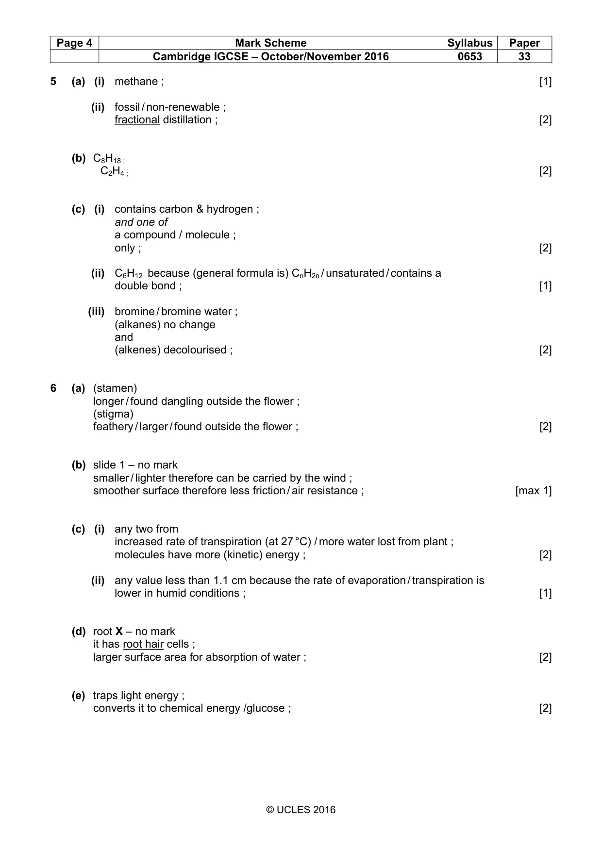 Mark scheme, page 4 of 6