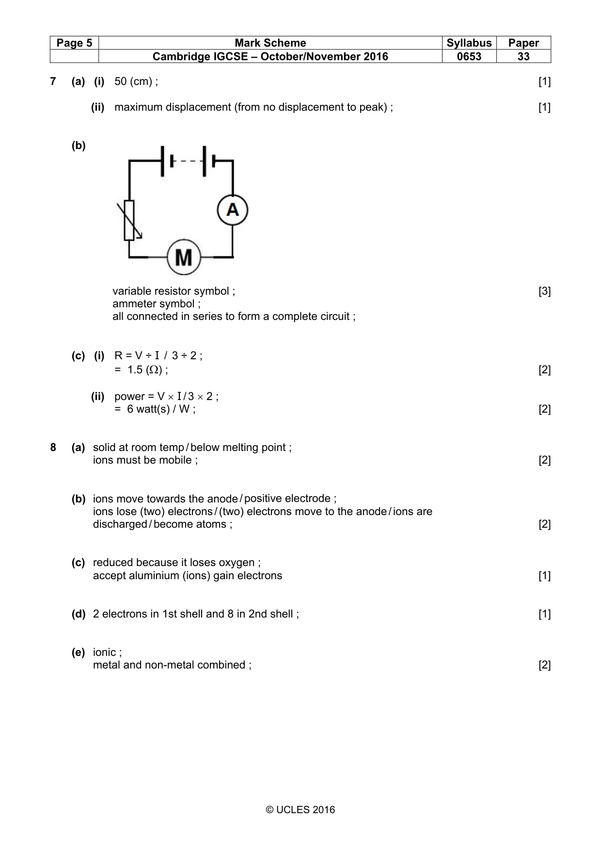 Mark scheme, page 5 of 6