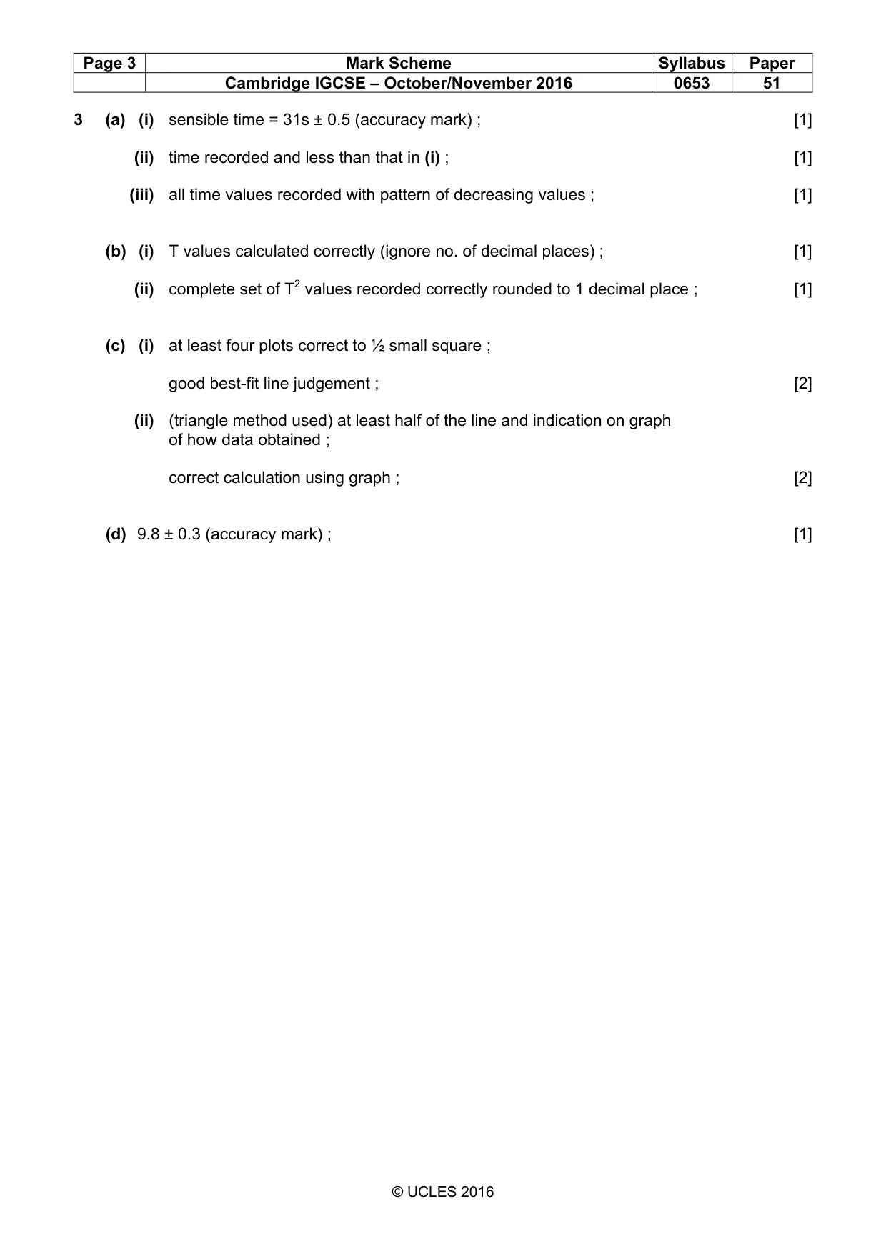 Mark scheme, page 3 of 3