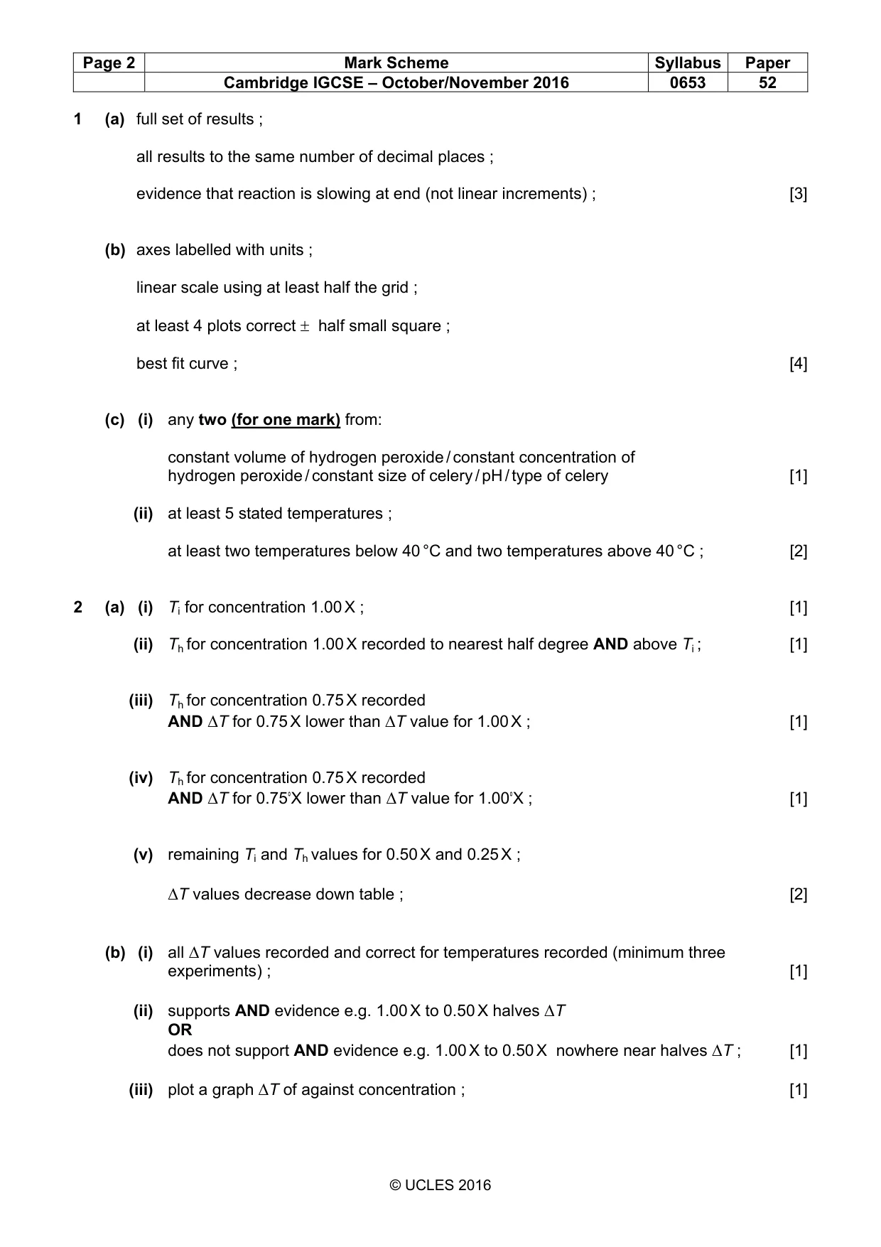 Mark scheme, page 2 of 3
