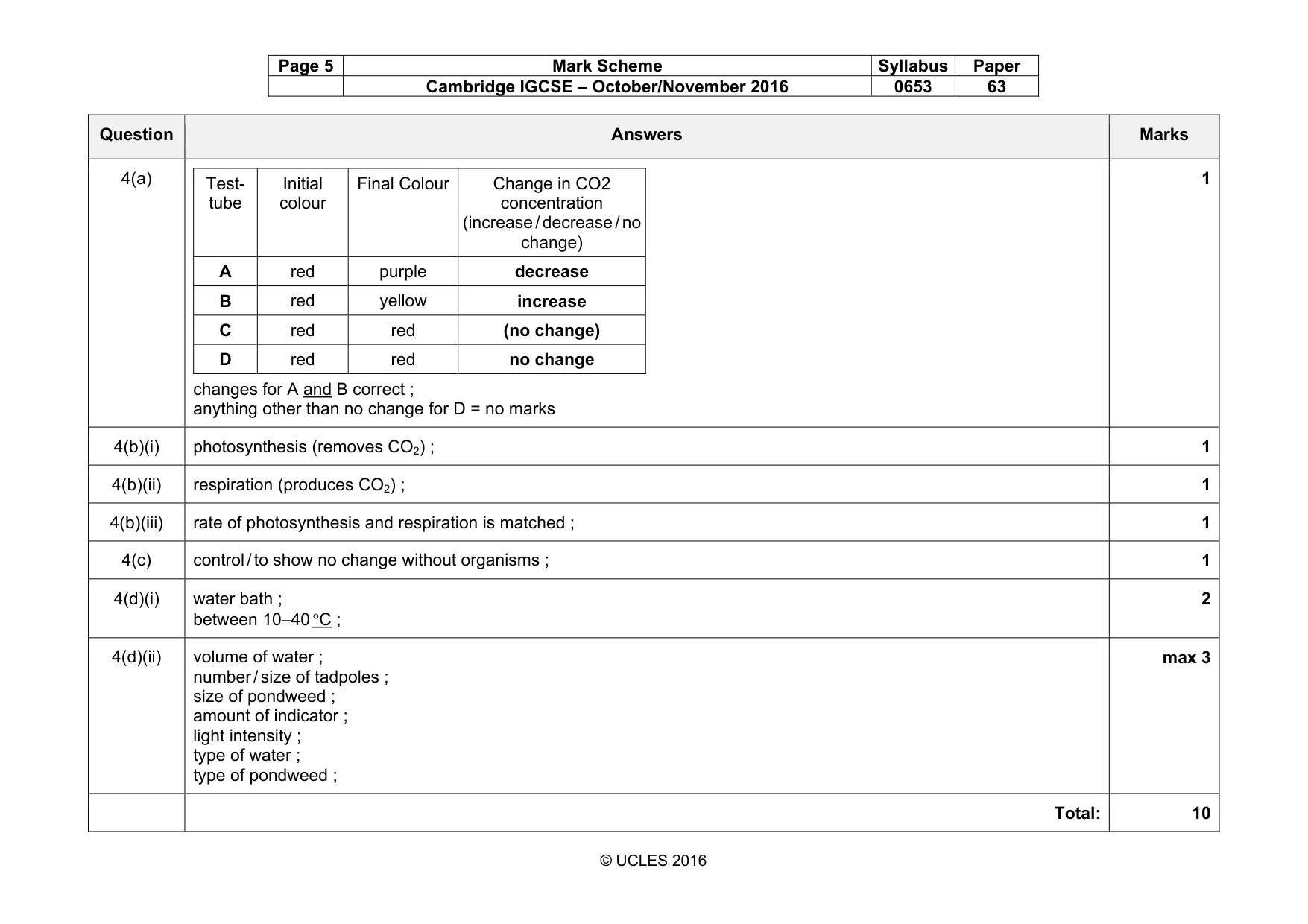 Mark scheme, page 5 of 7