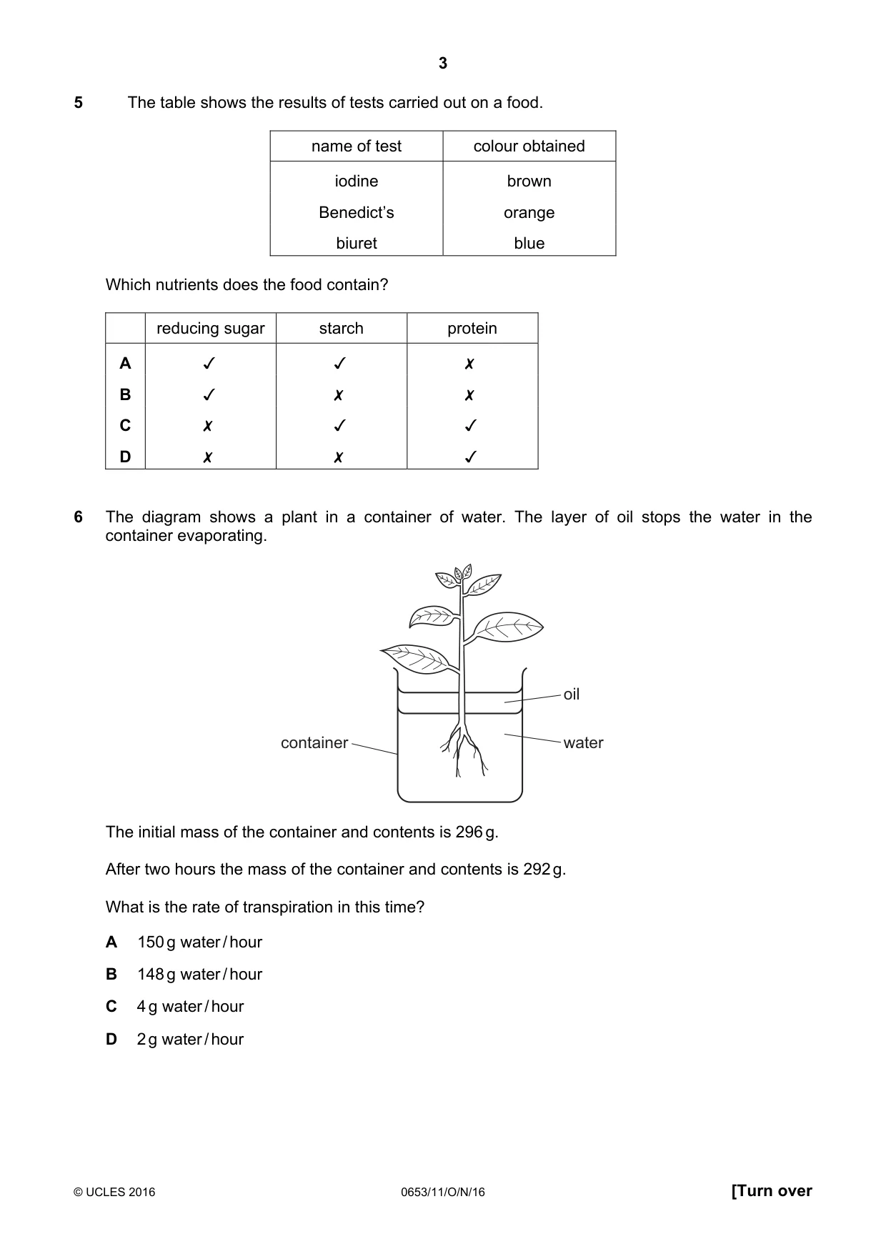 Cambridge IGCSE Science - Combined 0653 2016 Oct/Nov Paper 1 · Variant 1 question paper, page 3 of 20