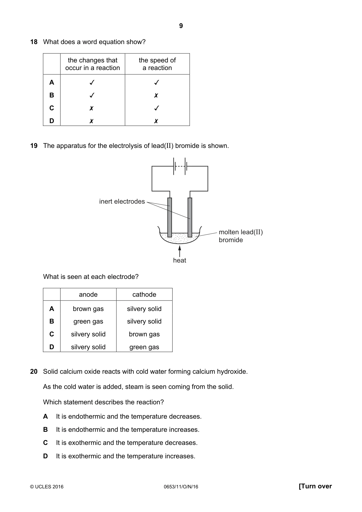Cambridge IGCSE Science - Combined 0653 2016 Oct/Nov Paper 1 · Variant 1 question paper, page 9 of 20