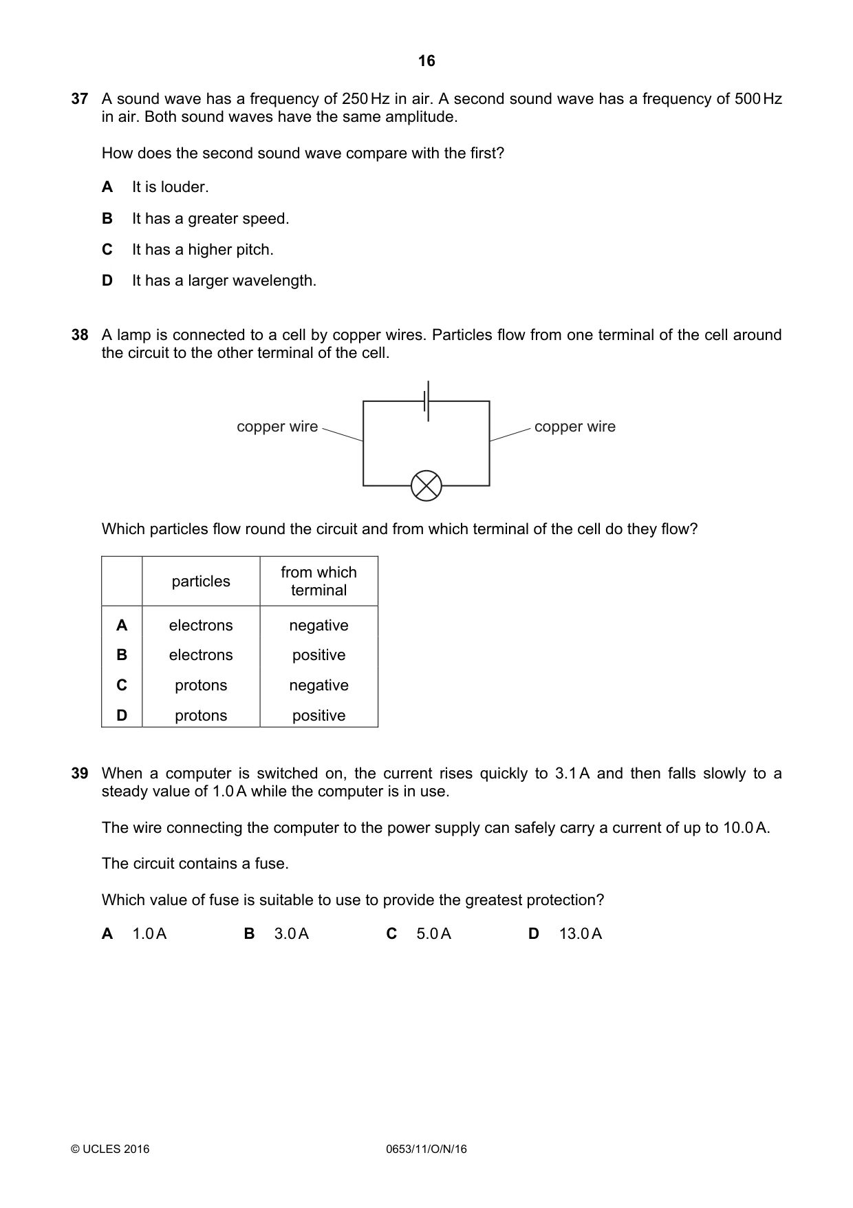Cambridge IGCSE Science - Combined 0653 2016 Oct/Nov Paper 1 · Variant 1 question paper, page 16 of 20