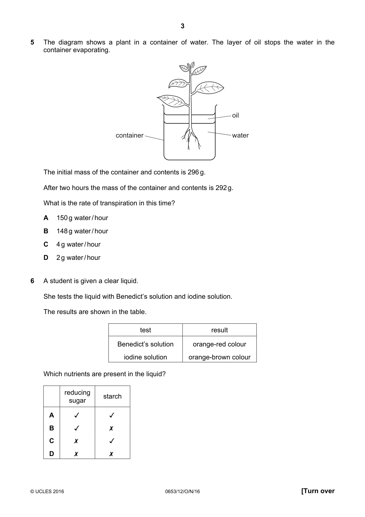 Cambridge IGCSE Science - Combined 0653 2016 Oct/Nov Paper 1 · Variant 2 question paper, page 3 of 20