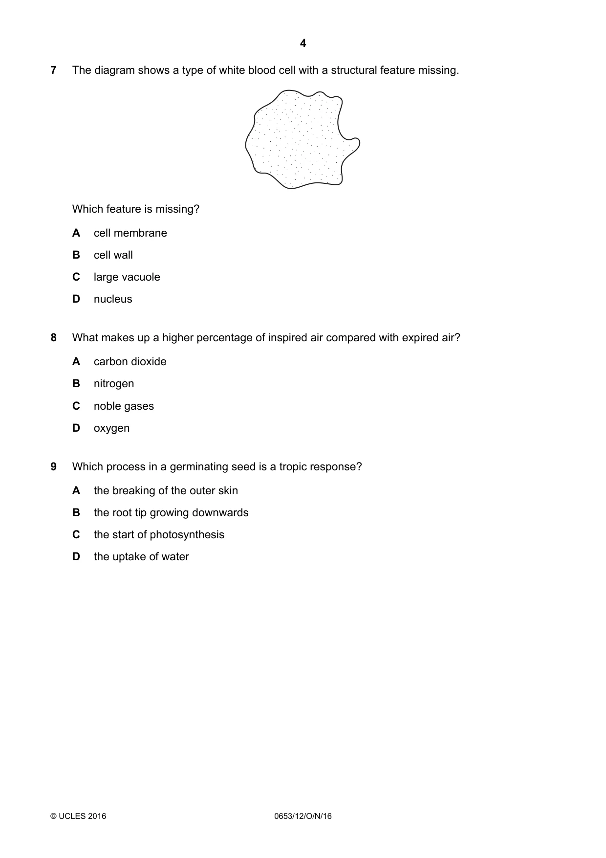 Cambridge IGCSE Science - Combined 0653 2016 Oct/Nov Paper 1 · Variant 2 question paper, page 4 of 20