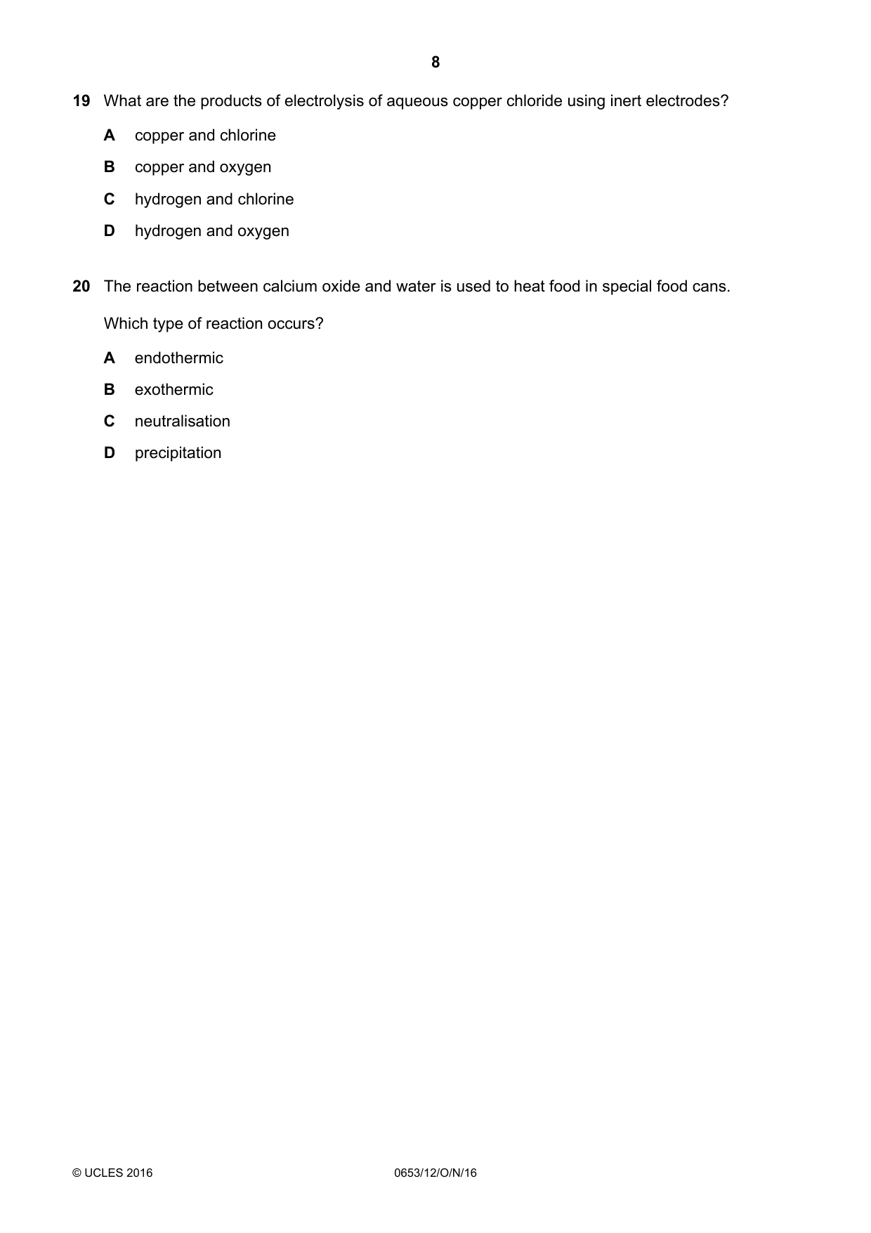 Cambridge IGCSE Science - Combined 0653 2016 Oct/Nov Paper 1 · Variant 2 question paper, page 8 of 20