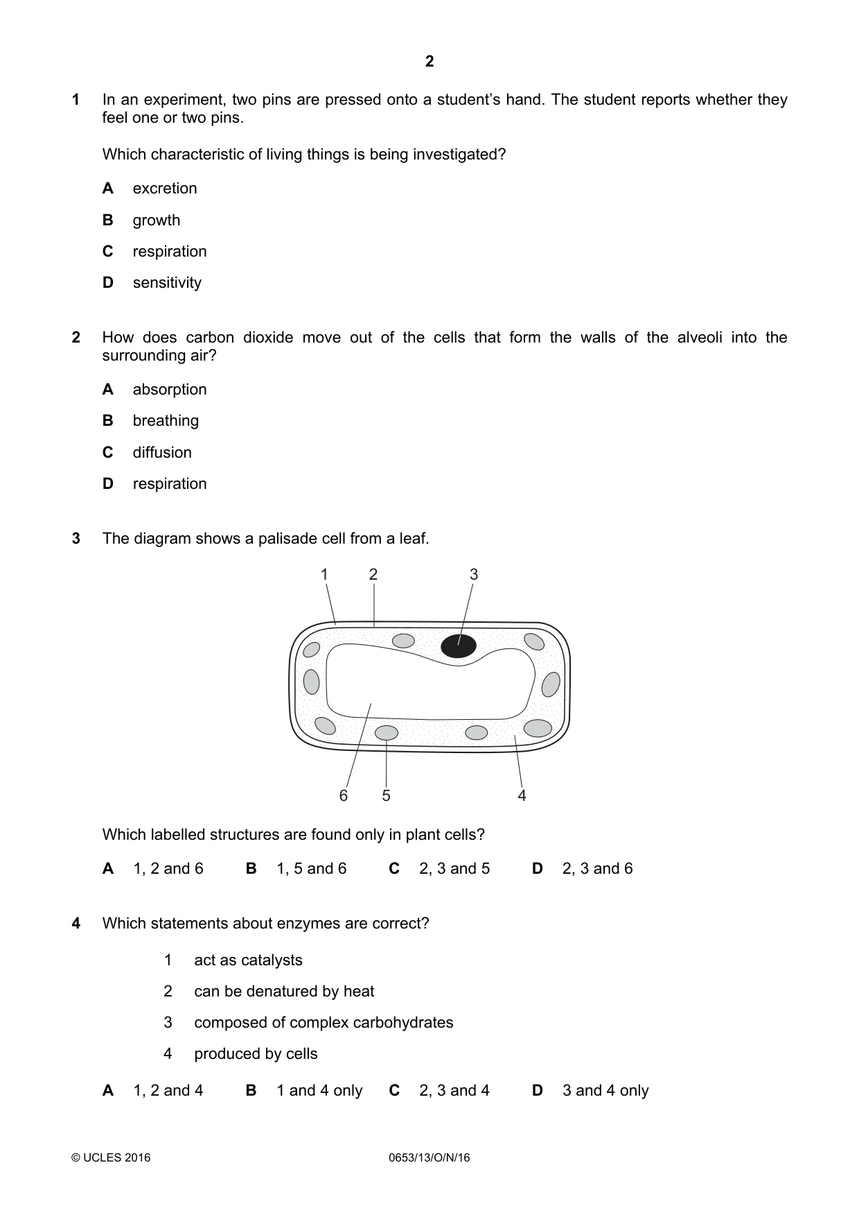 Cambridge IGCSE Science - Combined 0653 2016 Oct/Nov Paper 1 · Variant 3 question paper, page 2 of 20