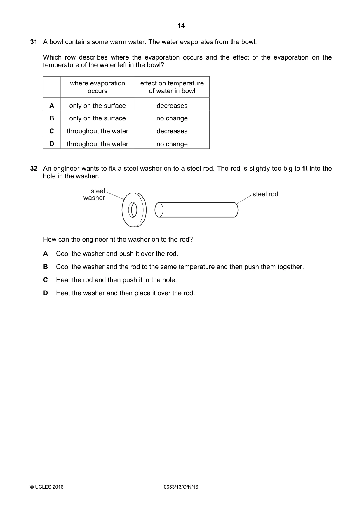 Cambridge IGCSE Science - Combined 0653 2016 Oct/Nov Paper 1 · Variant 3 question paper, page 14 of 20