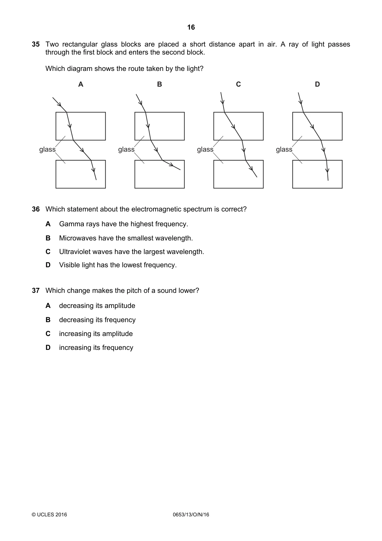 Cambridge IGCSE Science - Combined 0653 2016 Oct/Nov Paper 1 · Variant 3 question paper, page 16 of 20
