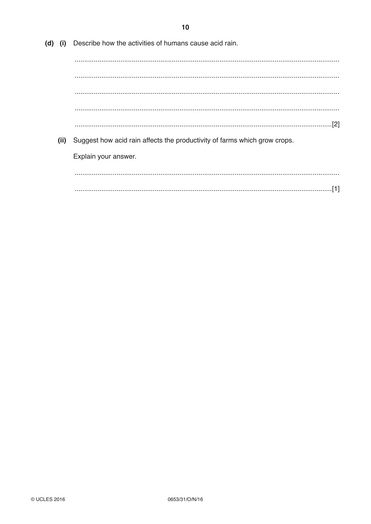 Cambridge IGCSE Science - Combined 0653 2016 Oct/Nov Paper 3 · Variant 1 question paper, page 10 of 24