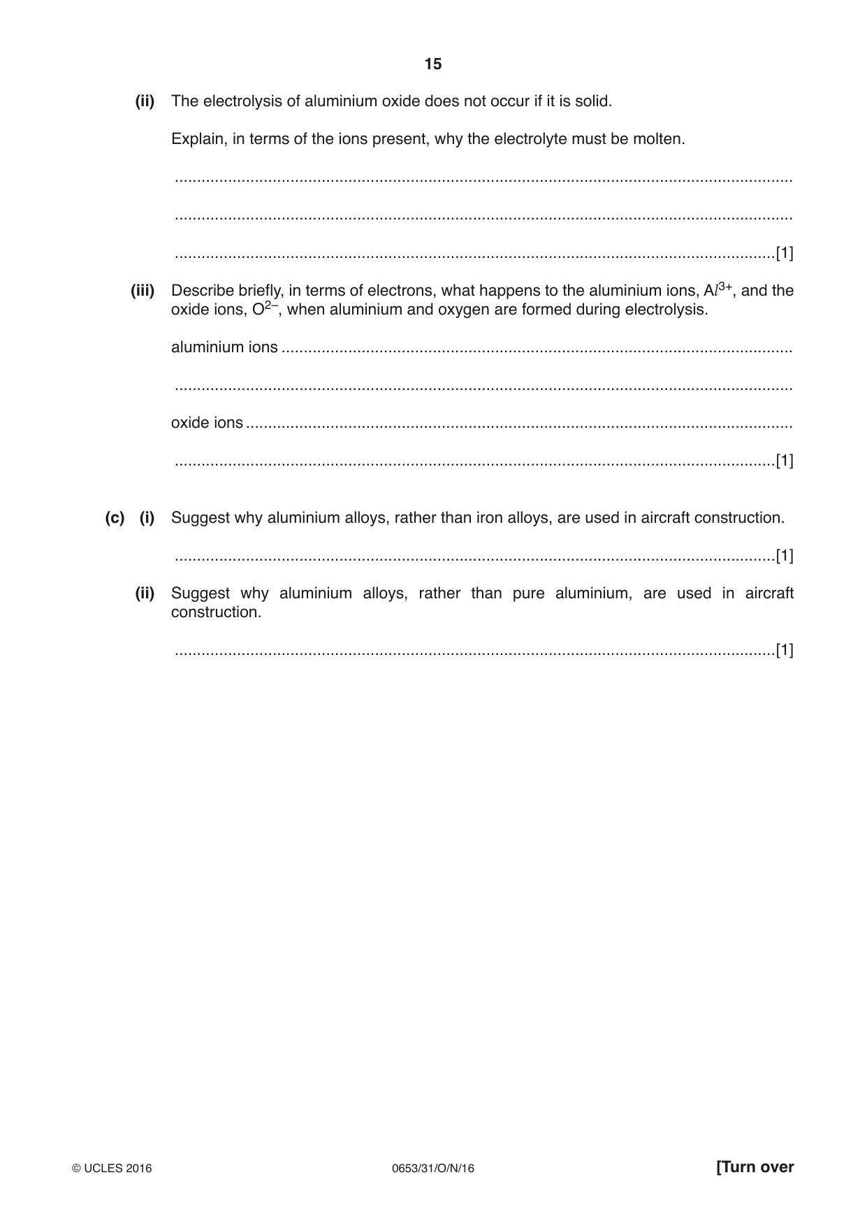 Cambridge IGCSE Science - Combined 0653 2016 Oct/Nov Paper 3 · Variant 1 question paper, page 15 of 24