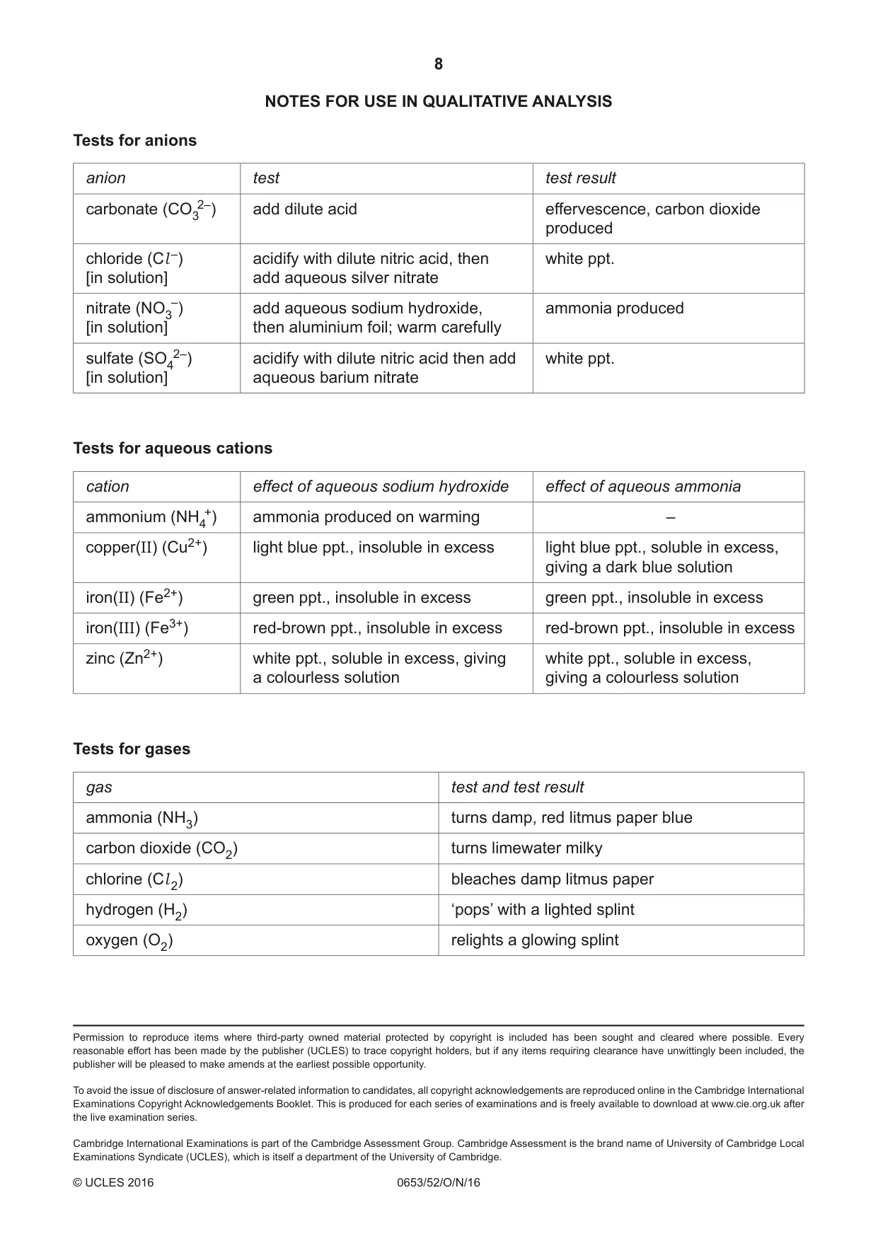 Cambridge IGCSE Science - Combined 0653 2016 Oct/Nov Paper 5 · Variant 2 question paper, page 8 of 8