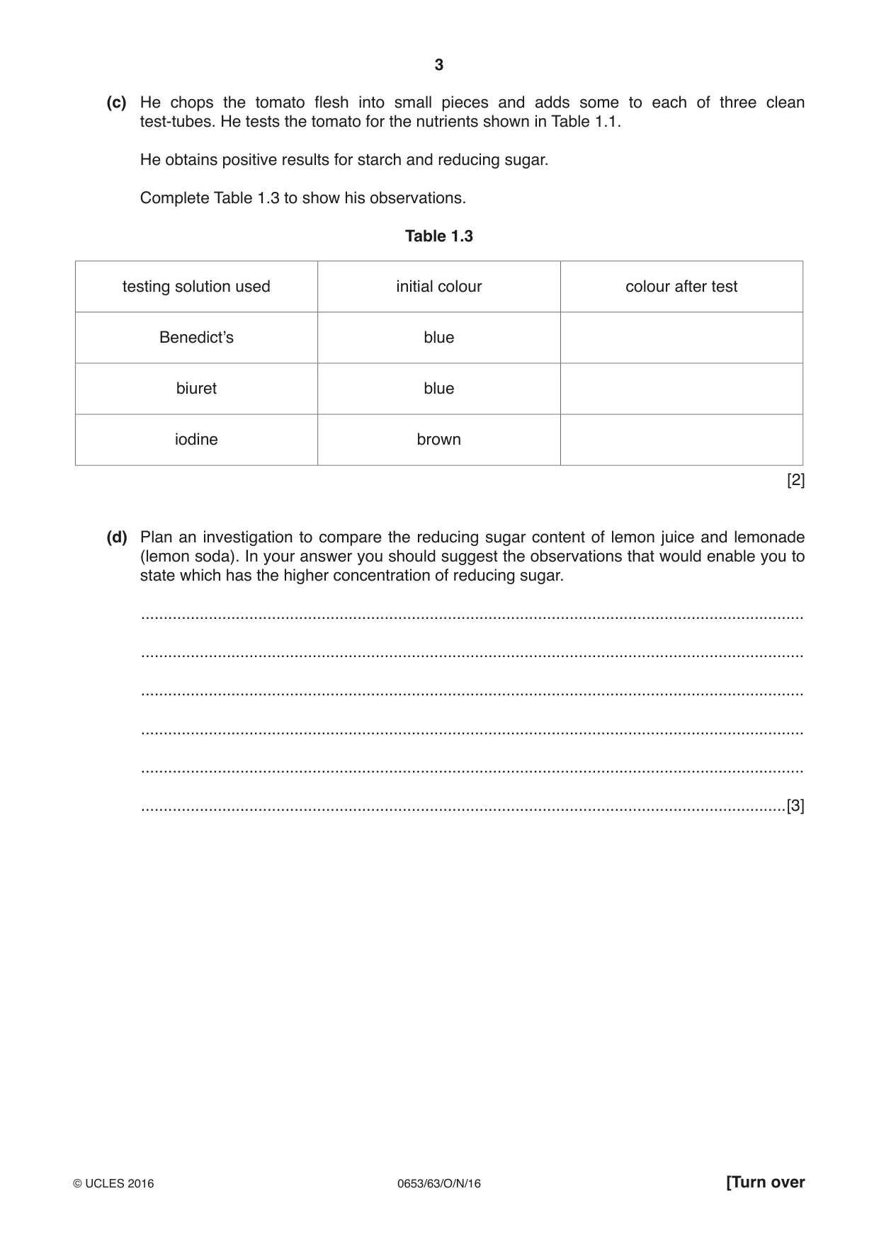 Cambridge IGCSE Science - Combined 0653 2016 Oct/Nov Paper 6 · Variant 3 question paper, page 3 of 20
