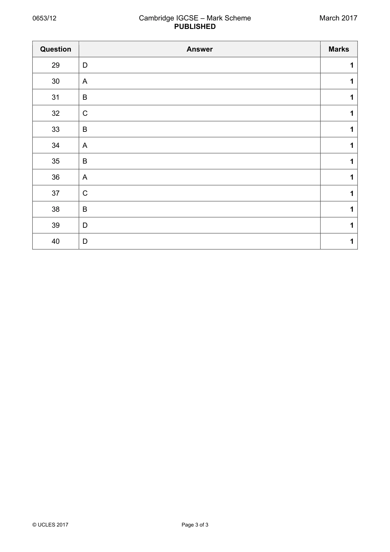 Mark scheme, page 3 of 3