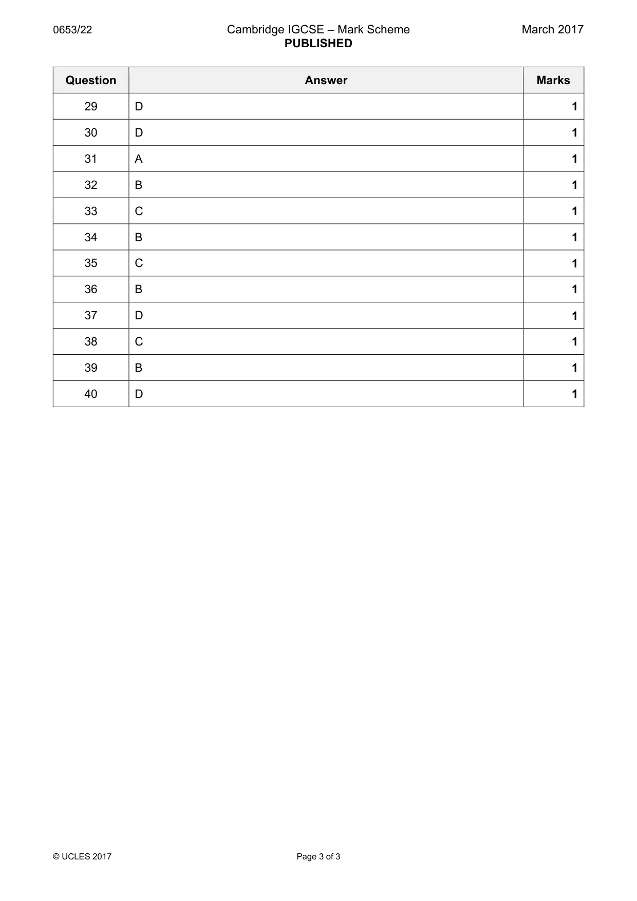 Mark scheme, page 3 of 3