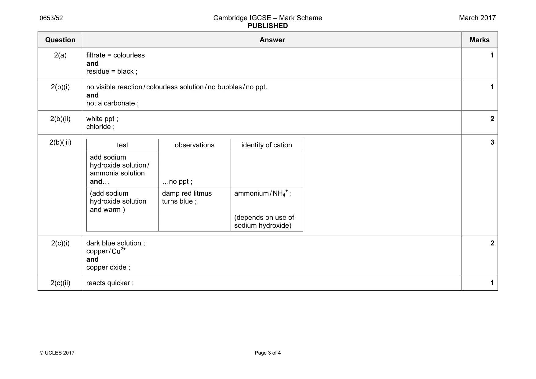 Mark scheme, page 3 of 4