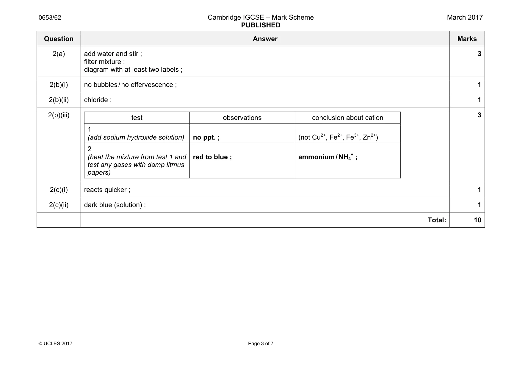 Mark scheme, page 3 of 7