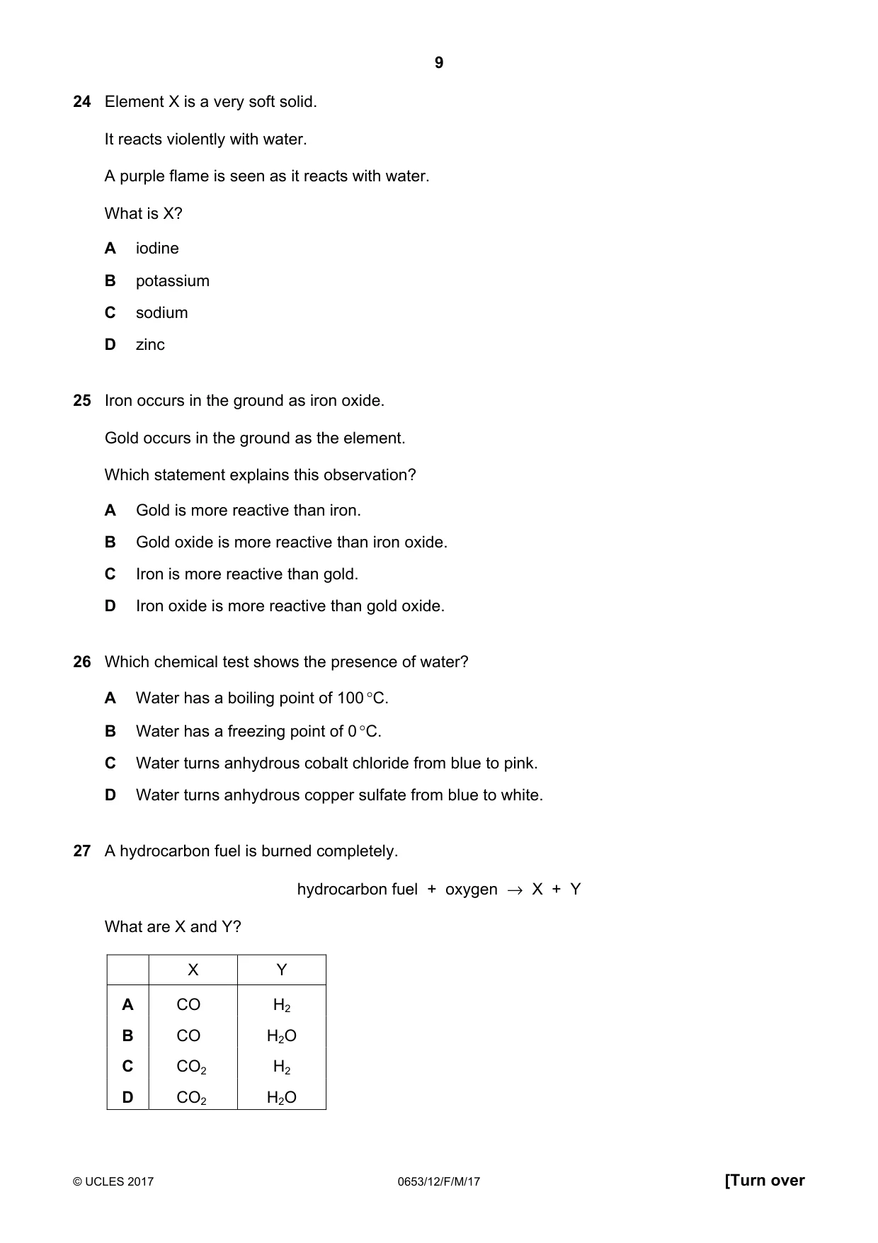 Cambridge IGCSE Science - Combined 0653 2017 Feb/March Paper 1 · Variant 2 question paper, page 9 of 16