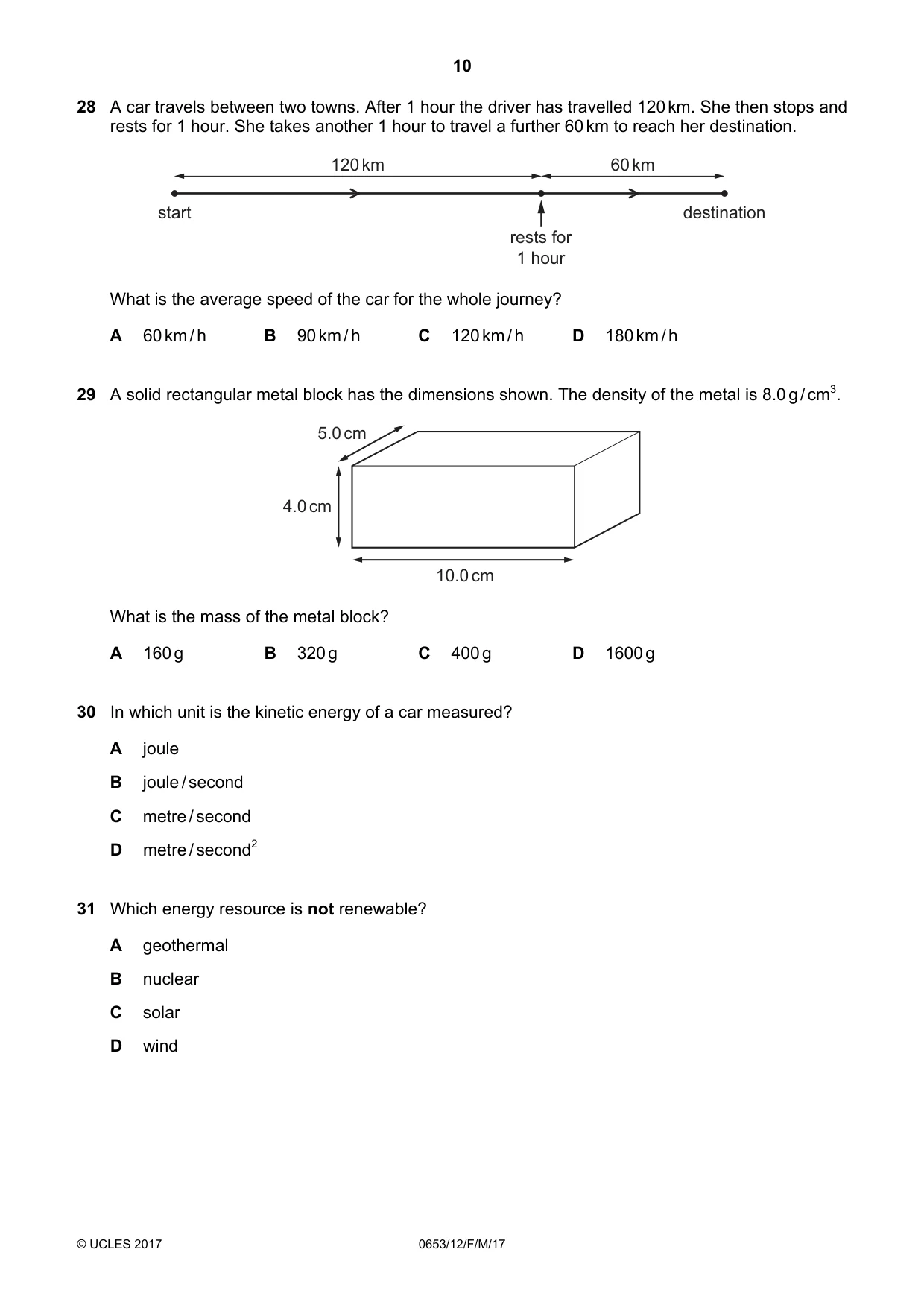 Cambridge IGCSE Science - Combined 0653 2017 Feb/March Paper 1 · Variant 2 question paper, page 10 of 16