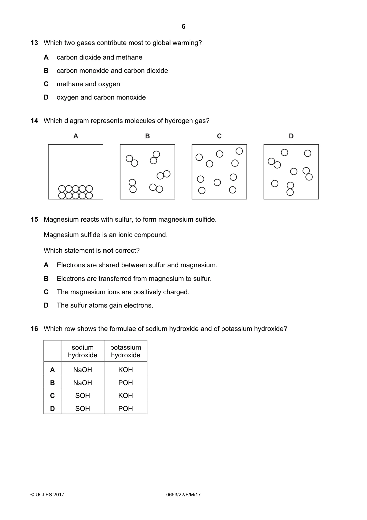 Cambridge IGCSE Science - Combined 0653 2017 Feb/March Paper 2 · Variant 2 question paper, page 6 of 16