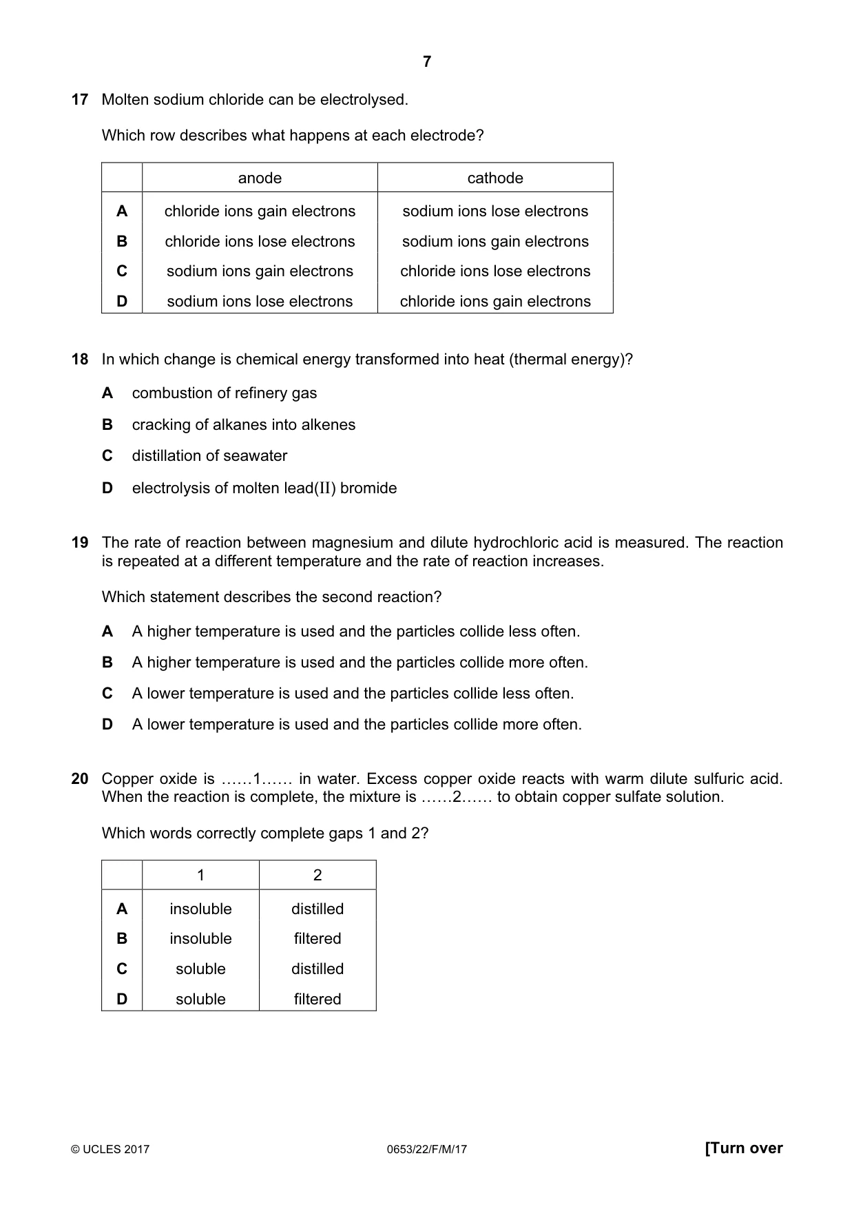 Cambridge IGCSE Science - Combined 0653 2017 Feb/March Paper 2 · Variant 2 question paper, page 7 of 16