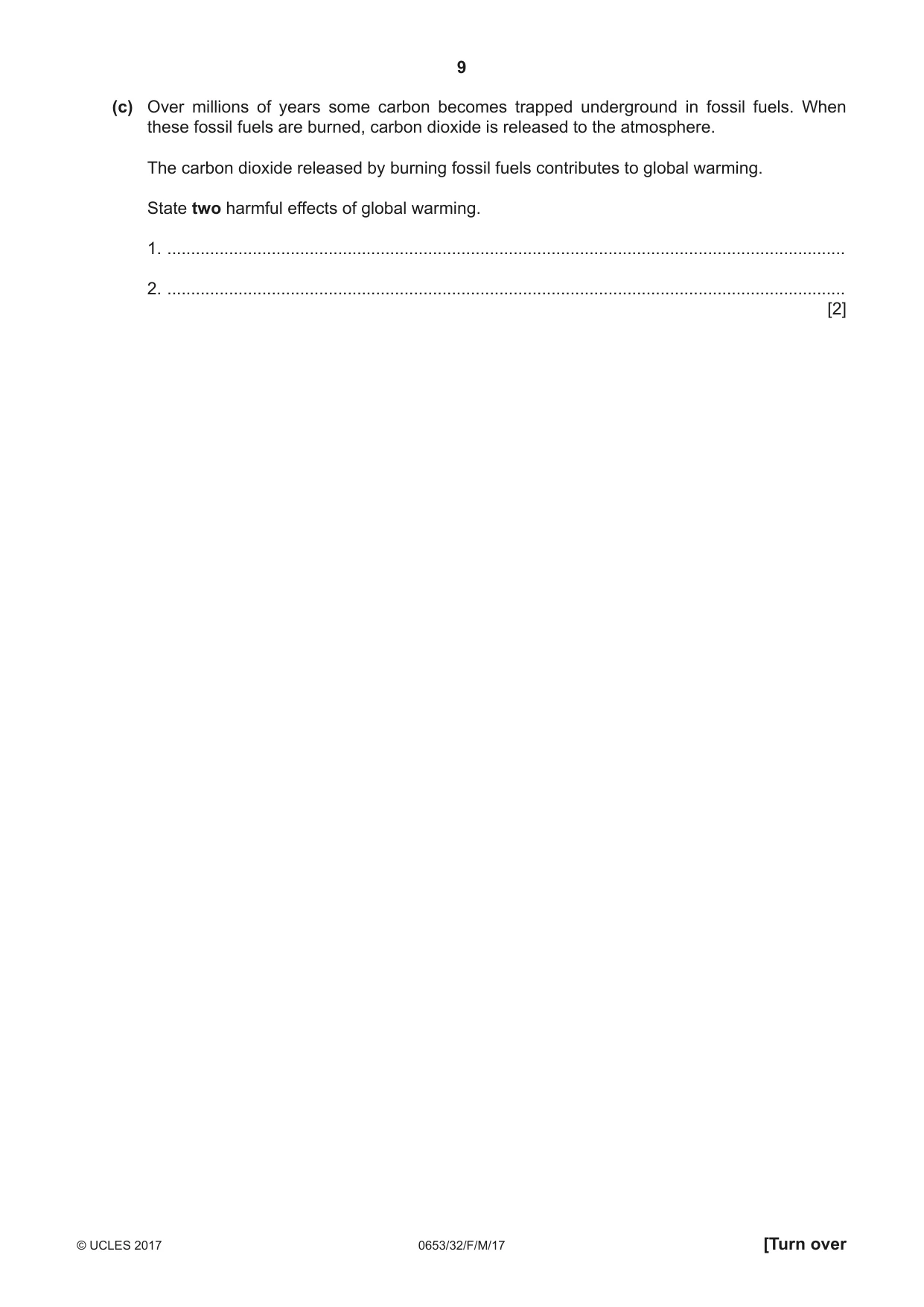 Cambridge IGCSE Science - Combined 0653 2017 Feb/March Paper 3 · Variant 2 question paper, page 9 of 20