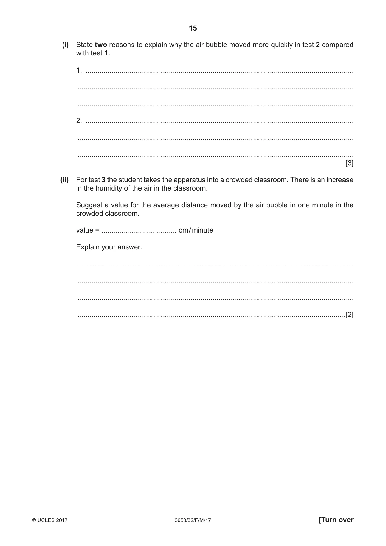 Cambridge IGCSE Science - Combined 0653 2017 Feb/March Paper 3 · Variant 2 question paper, page 15 of 20